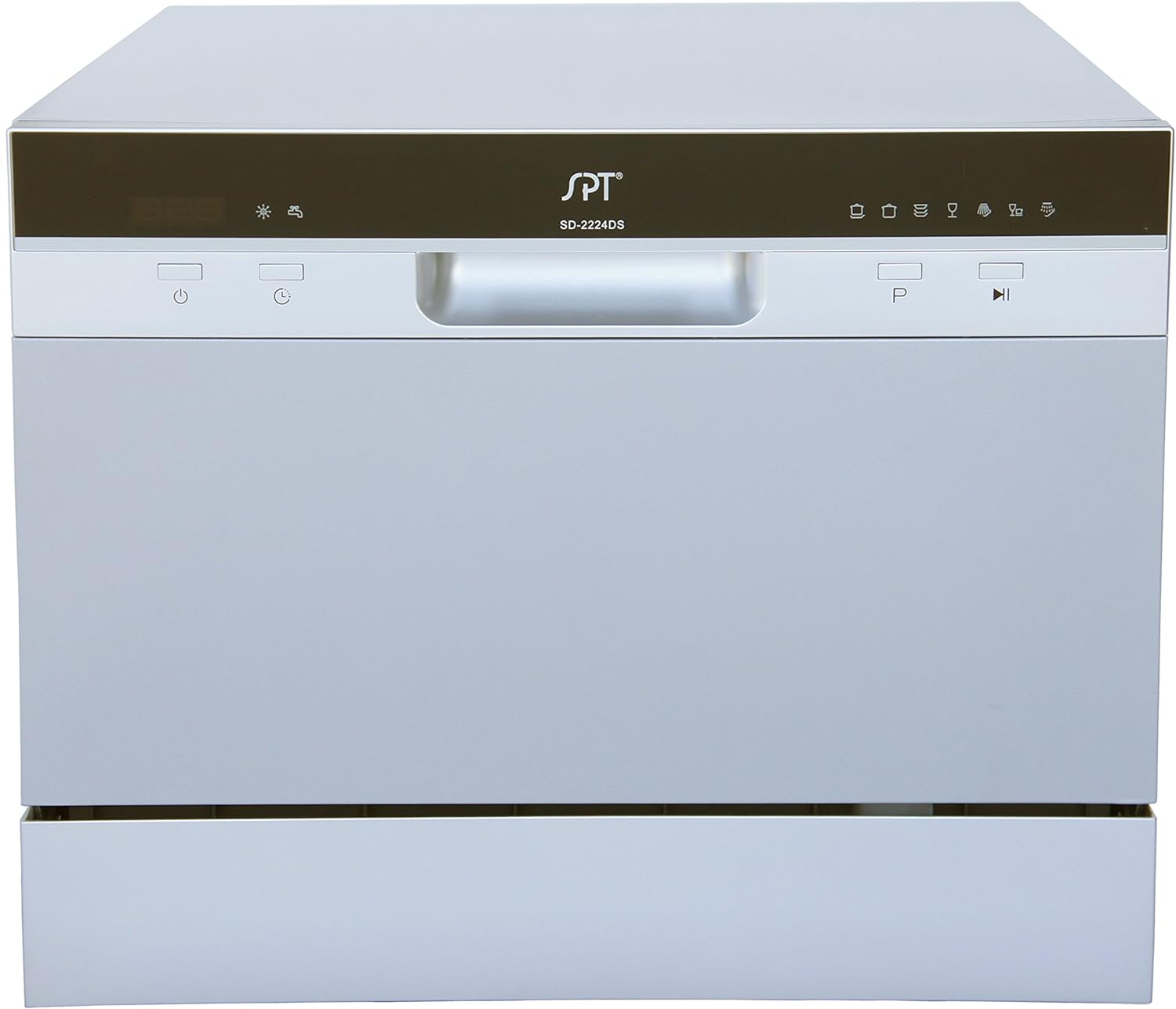 SPT SD-2224DS ENERGY STAR Compact Countertop Dishwasher with Delay Start - Portable Dishwasher with Stainless Steel Interior and 6 Place Settings Rack Silverware Basket