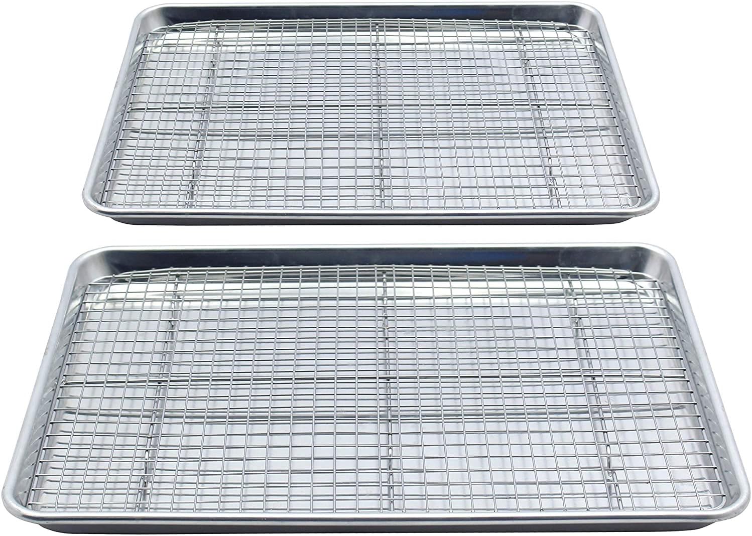 Checkered Chef Baking Sheets for Oven - Half Sheet Pan with Stainless Steel Wire Rack Set 2-Pack - Easy Clean Cookie Sheets