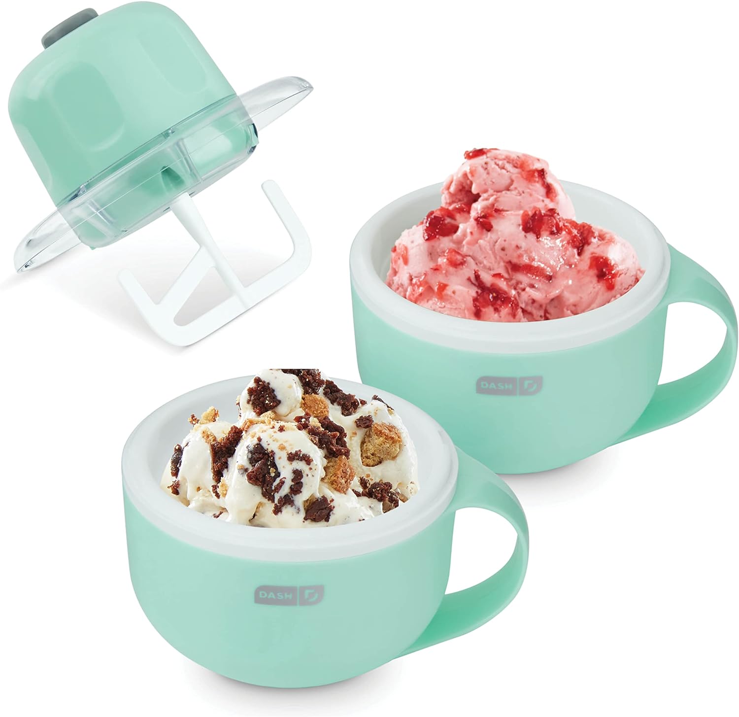 DASH My Mug Ice Cream Maker Machine (Aqua): Multi-Purpose Soft Serve Ice Cream Machine with (2) Bowls for Homemade Gelato