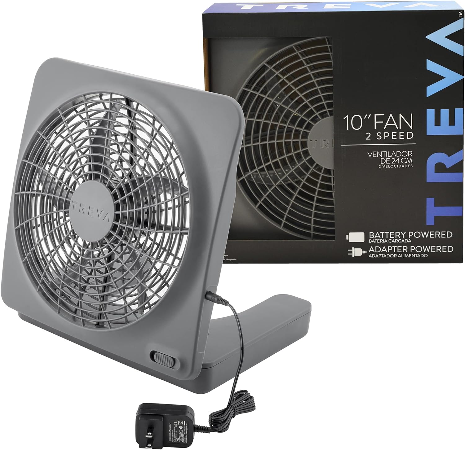 O2COOL Treva 10-Inch Portable Desktop Air Circulation Battery Fan