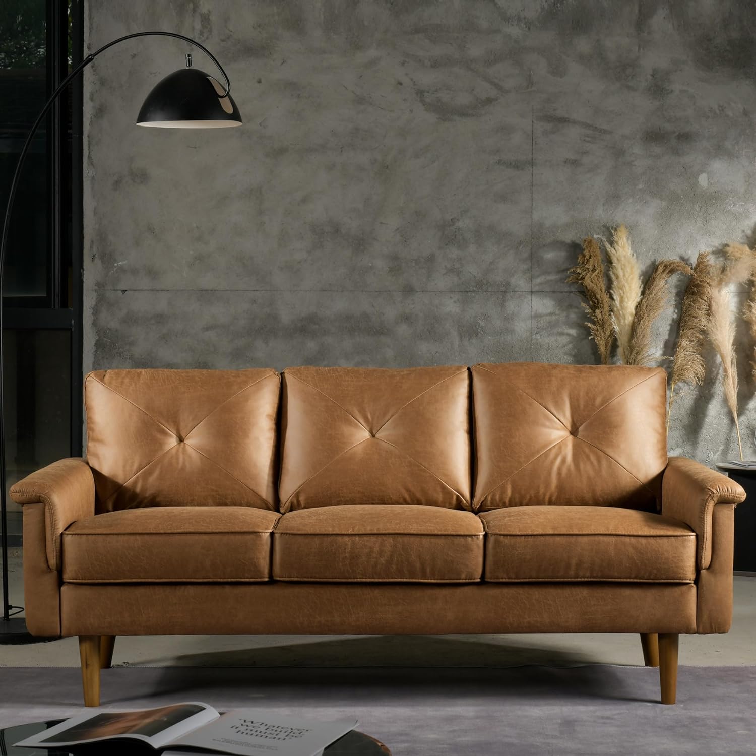 ovios Luxury 3 Seater Sofa with Faux Leather