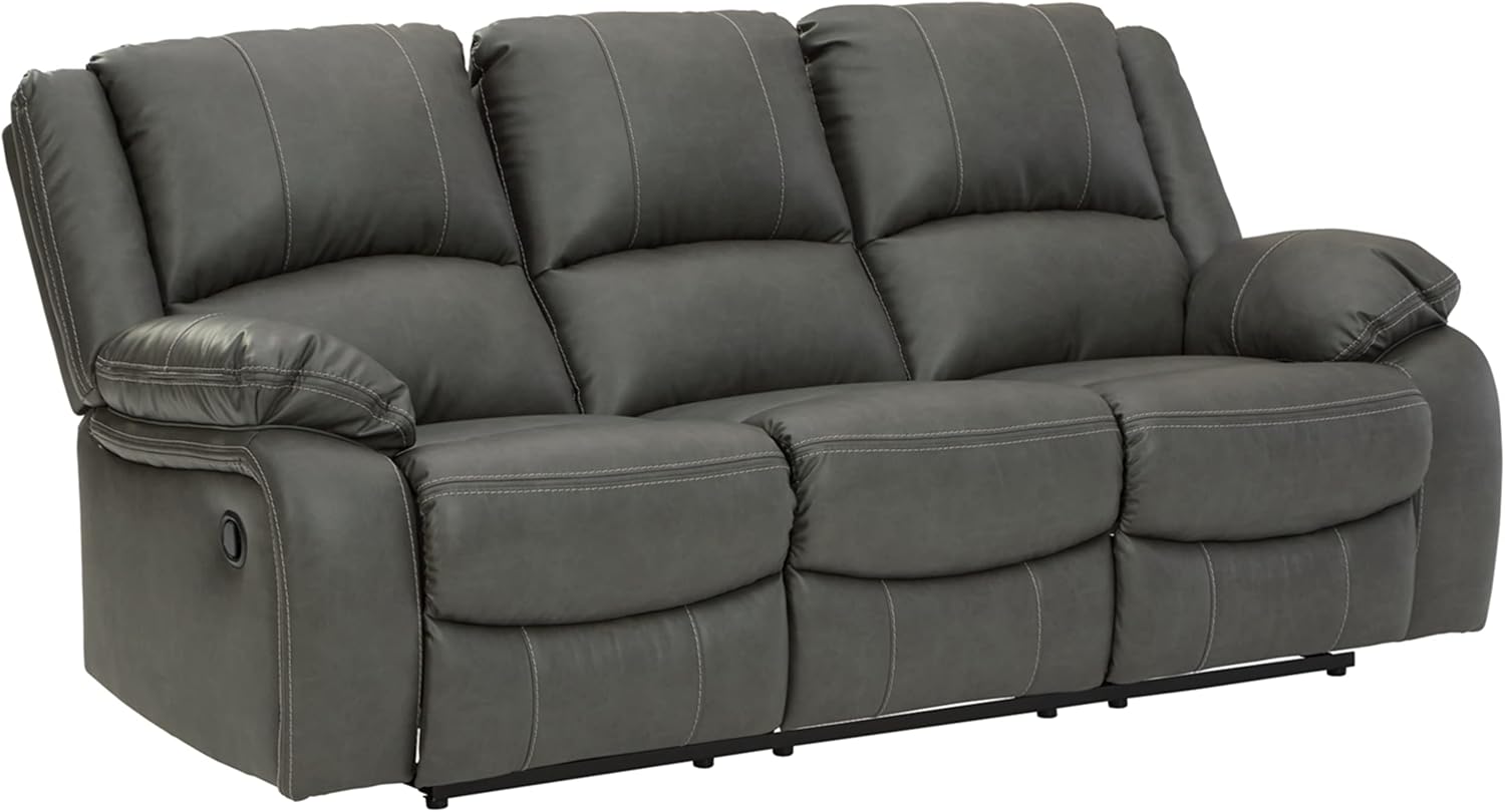 Signature Design by Ashley Calderwell Faux Leather Manual Pull-Tab Reclining Sofa