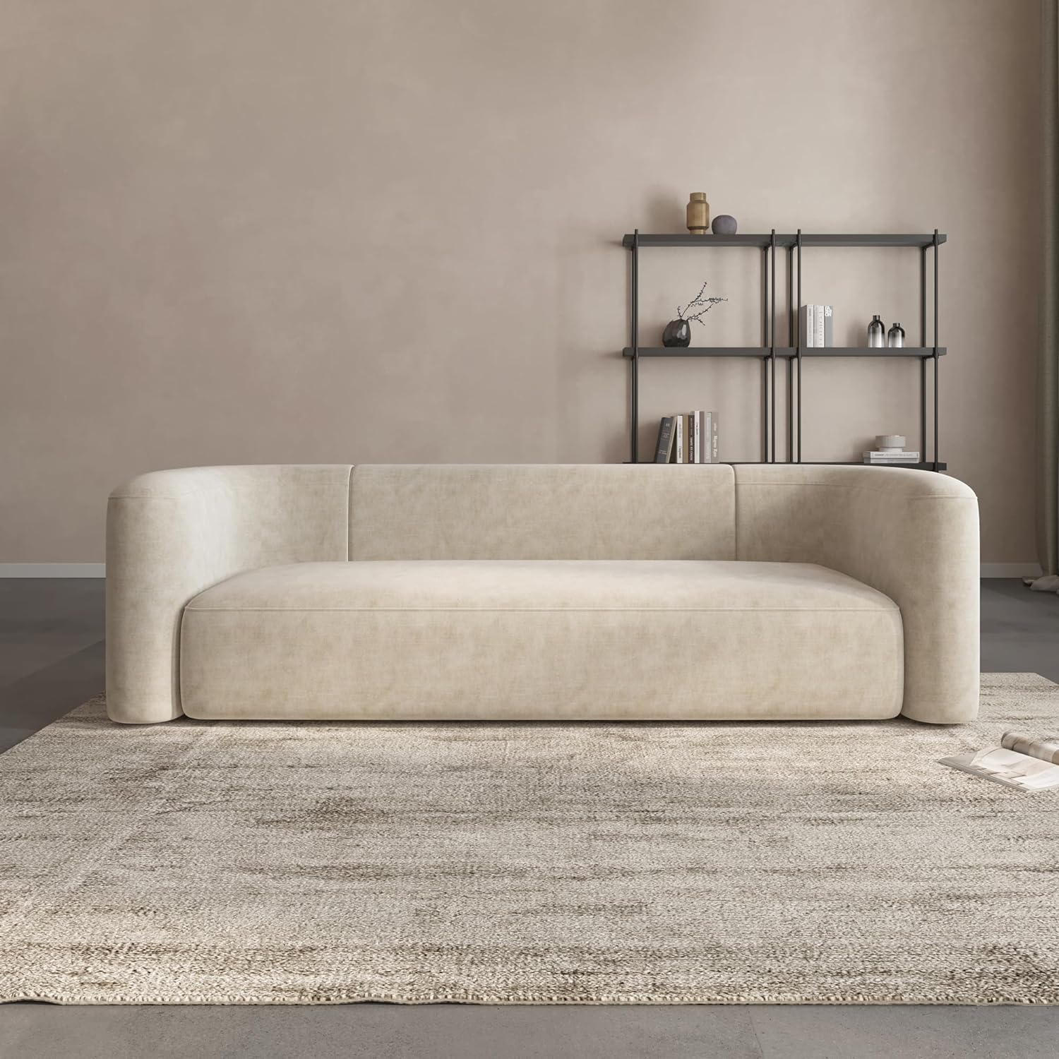 Acanva Luxury Modern Tight Curved Back Velvet Sofa