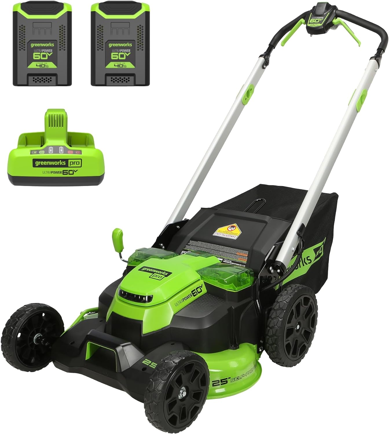 Greenworks 60V 25” Cordless (Self-Propelled) Lawn Mower (LED Lights + Aluminum Handles)