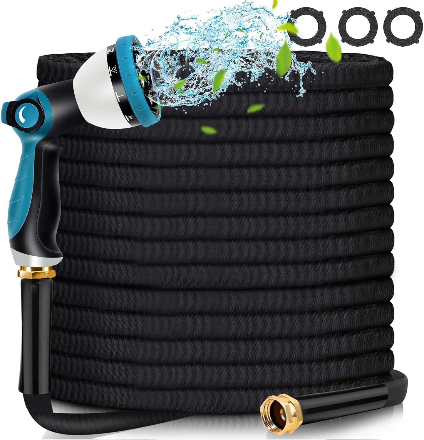 Garden Hose 100ft - Water Hose 100ft with 10 Function Hose Nozzle