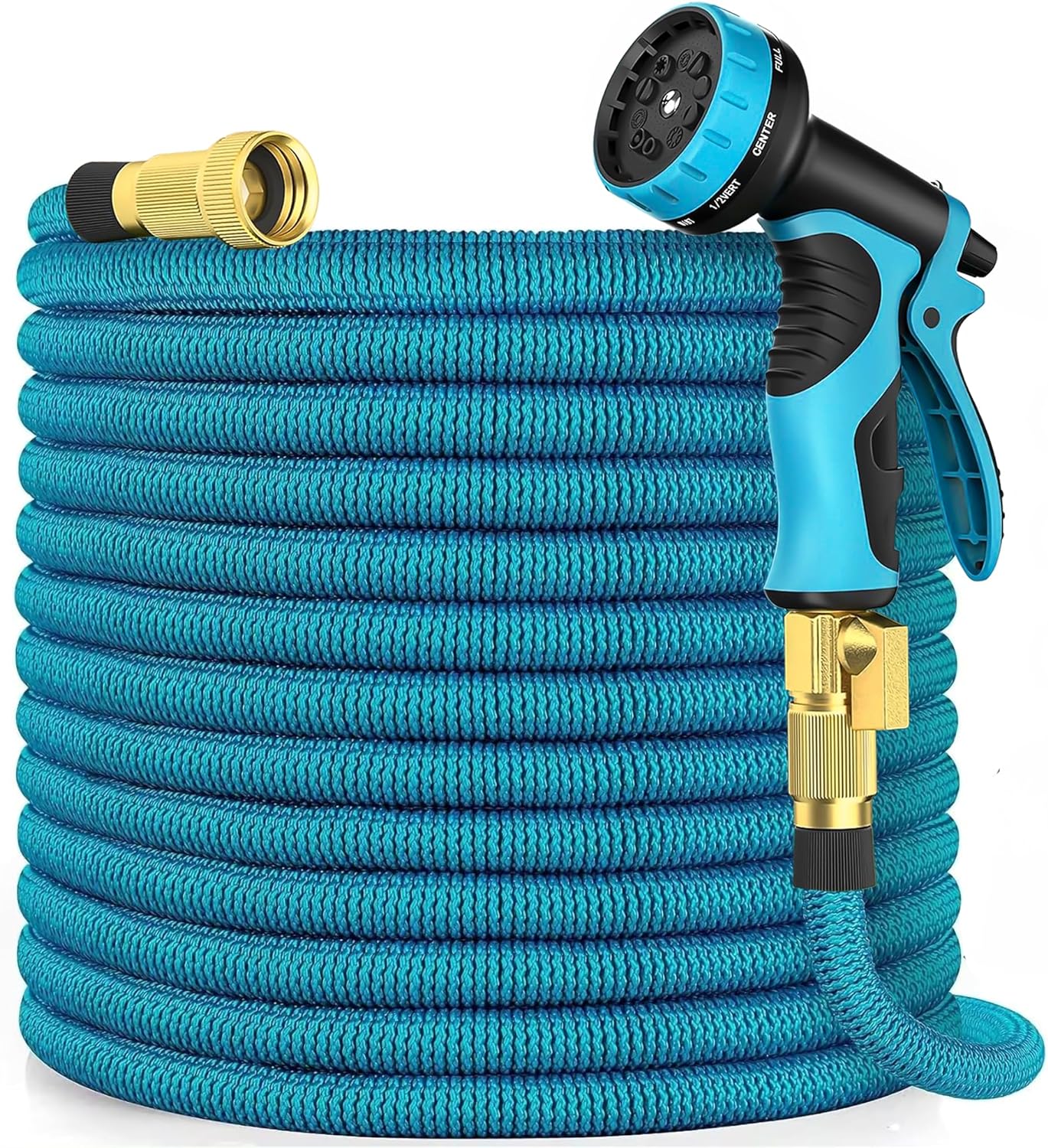 Expandable Garden Hose 100 ft with 10 Function Spray Nozzle - New Patented Water Hose with 40 Layers of Innovative Nano Rubber - Lightweight