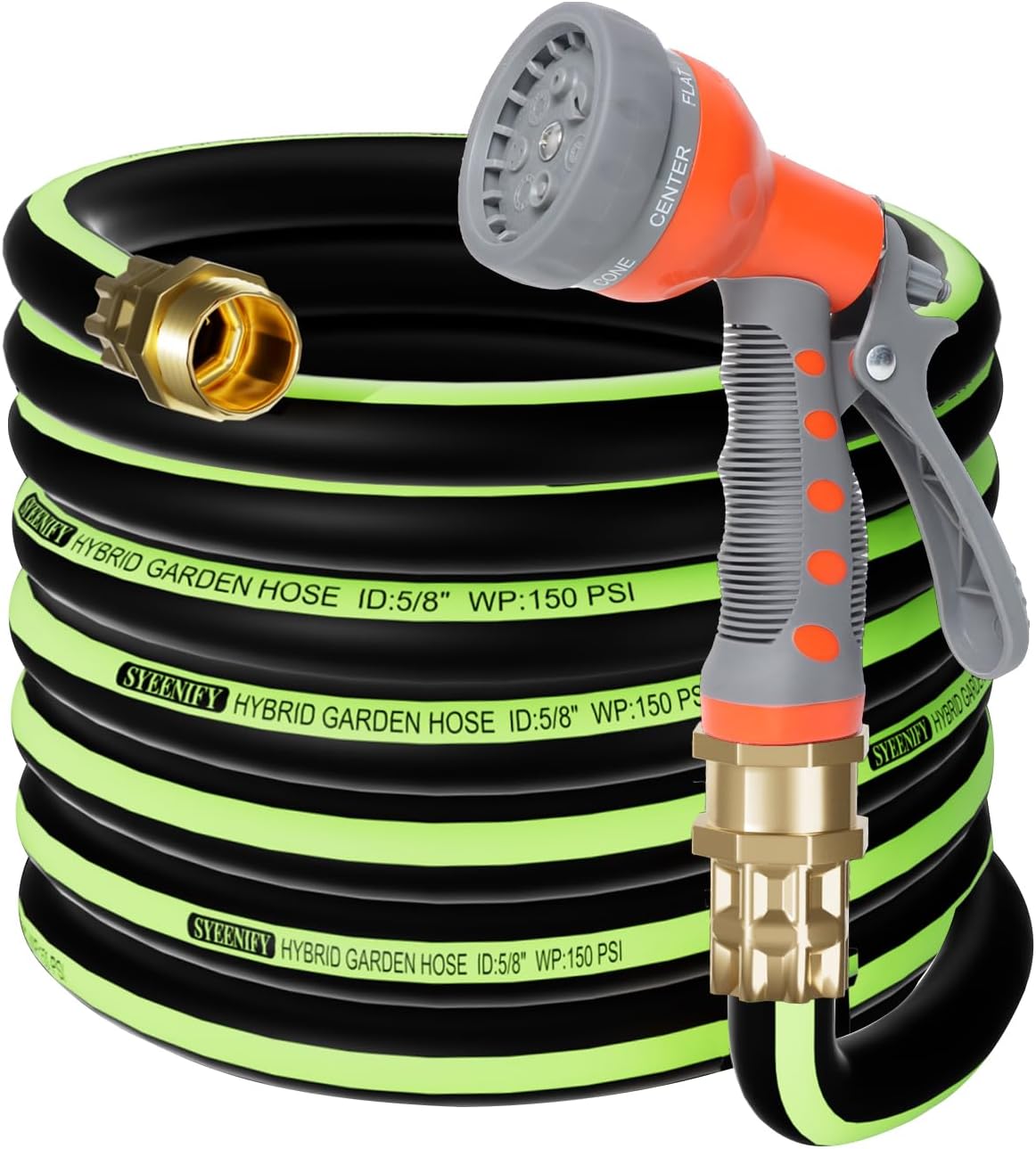 SYEENIFY Kink Free Garden Hose 50ft 5/8