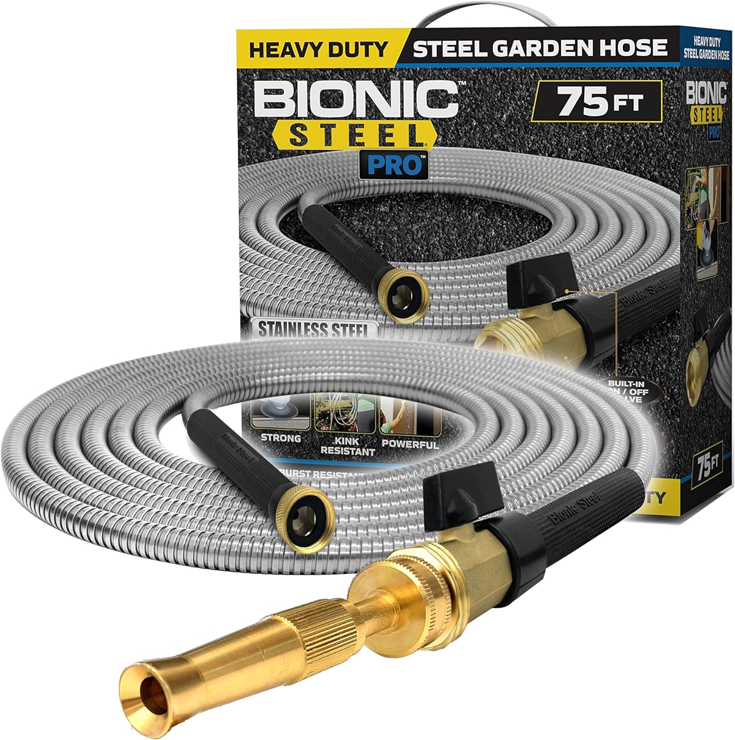 Bionic Steel Pro 75 FT Garden Hose with Nozzle