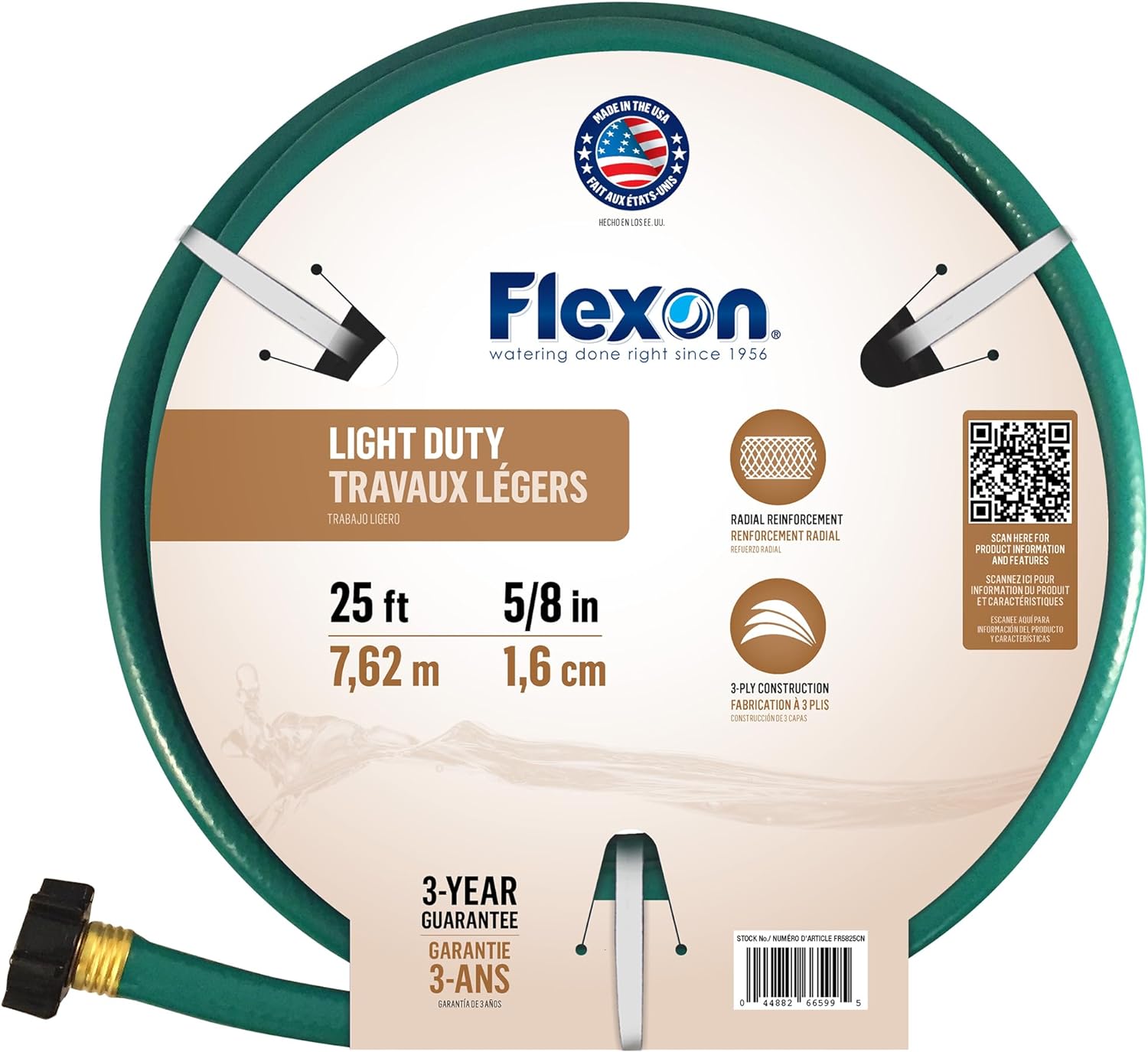 Flexon 5/8-Inch by 25-Foot Reinforced Garden Hose FR5825