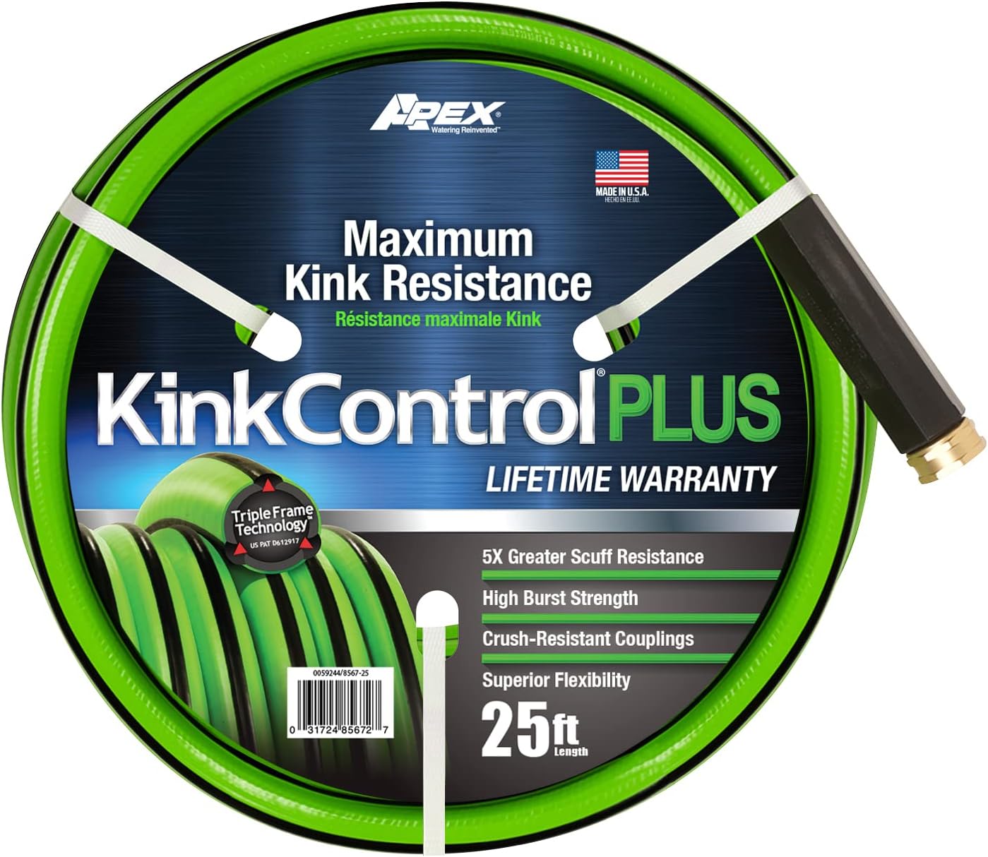 Kink Control Plus Water Hose 25ft - High Burst Strength and Superior Flexibility Garden Hoses