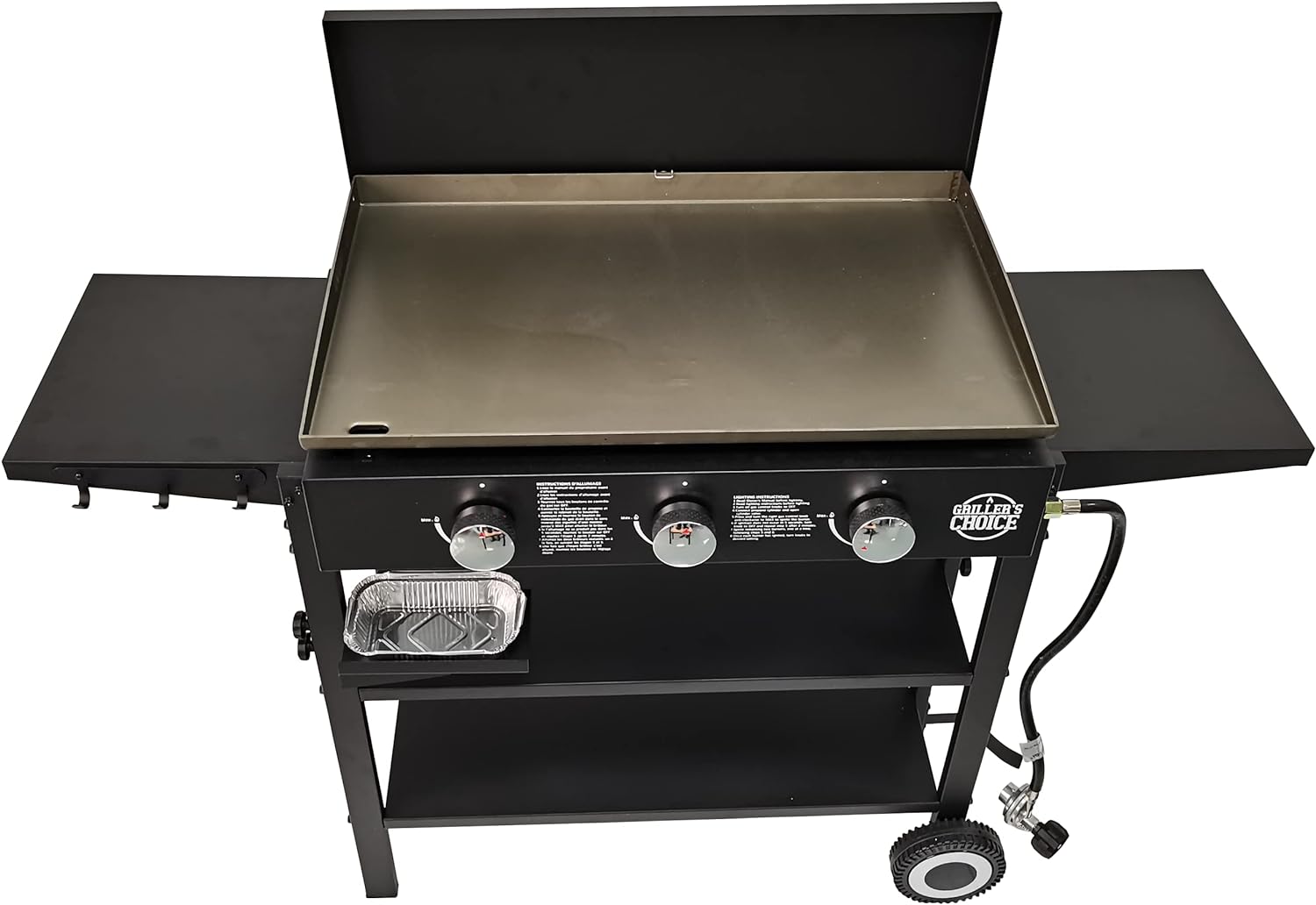 Griller's Choice Outdoor Griddle Grill Propane Gas Flat Top - Hood Included