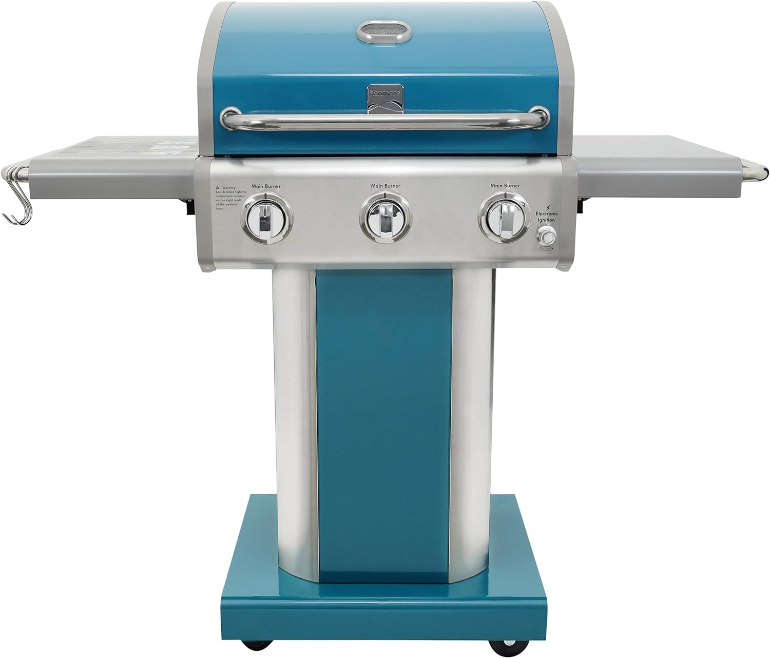 Kenmore 3-Burner Outdoor BBQ Grill | Liquid Propane Barbecue Gas Grill with Folding Sides