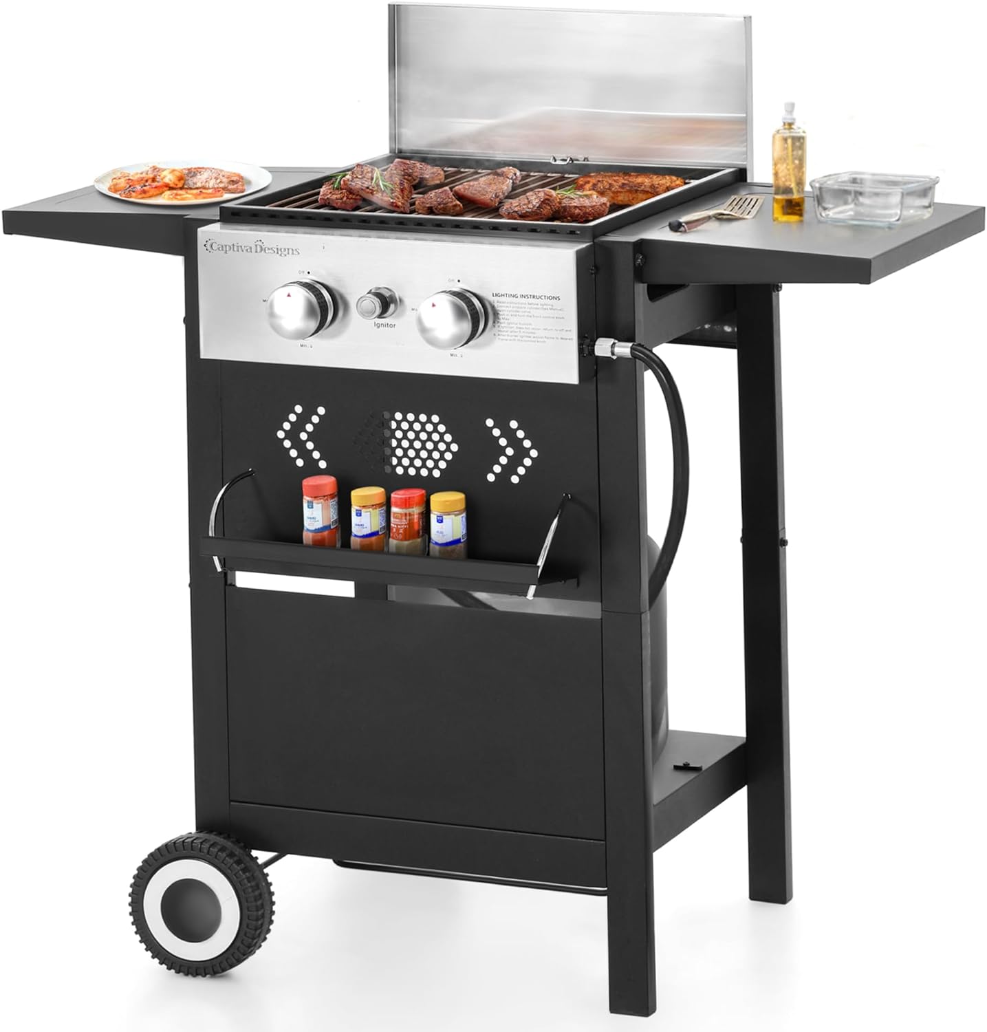 Sophia & William 2-Burner Gas BBQ Grill With Flat Top