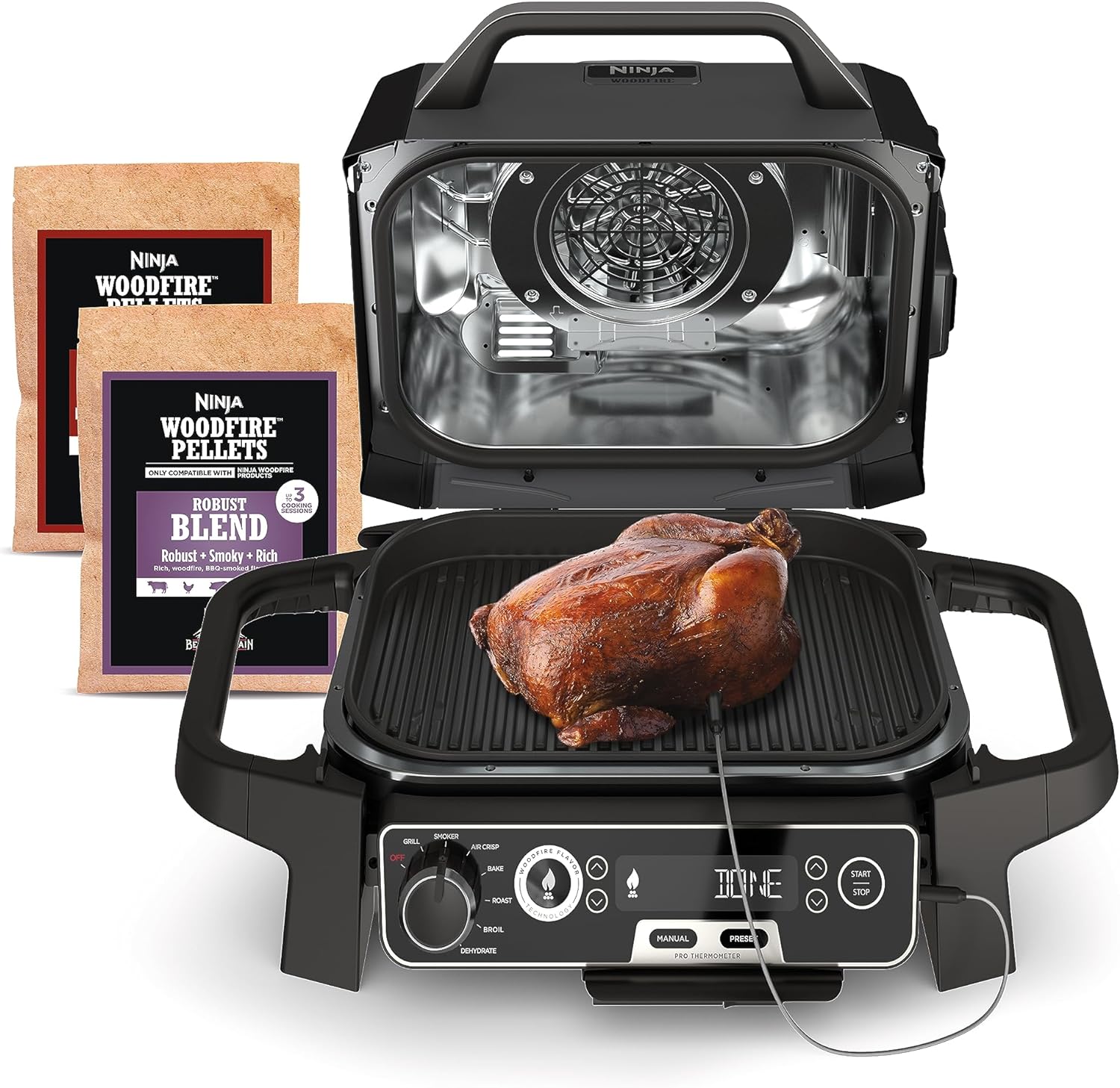 Ninja Woodfire Pro 7-in-1 Grill & Smoker with Thermometer