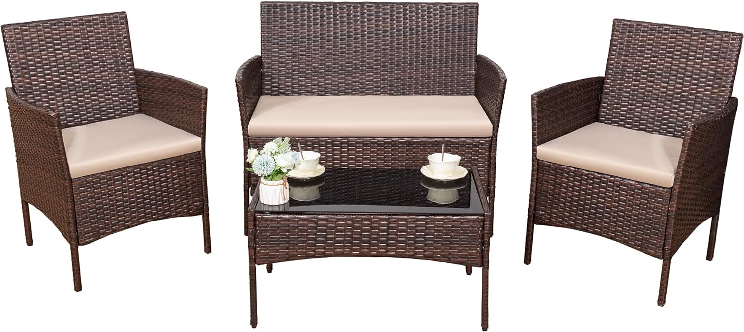 Devoko 4 Pieces Outdoor Patio Furniture Set