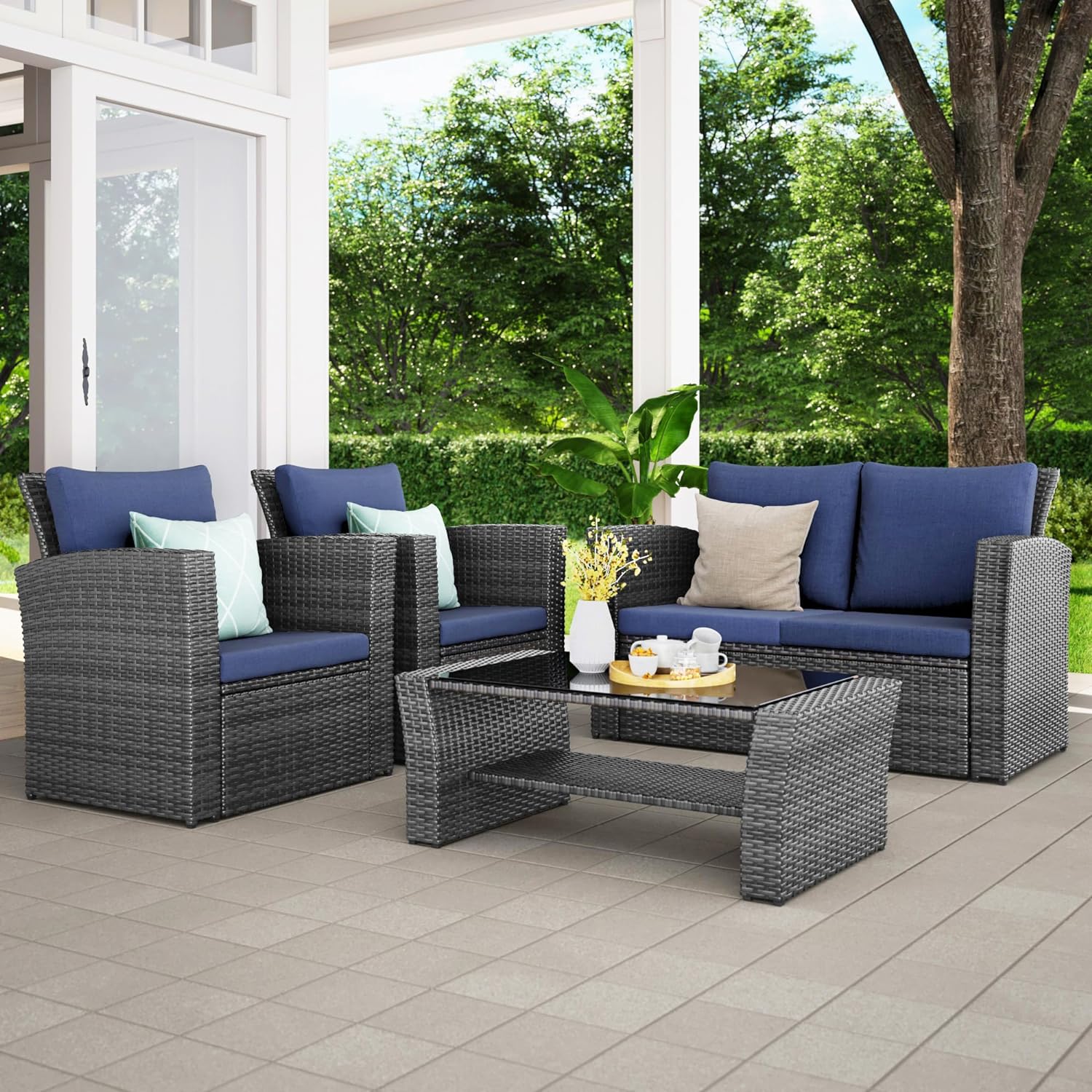 Wisteria Lane 4 Piece Outdoor Patio Furniture Sets