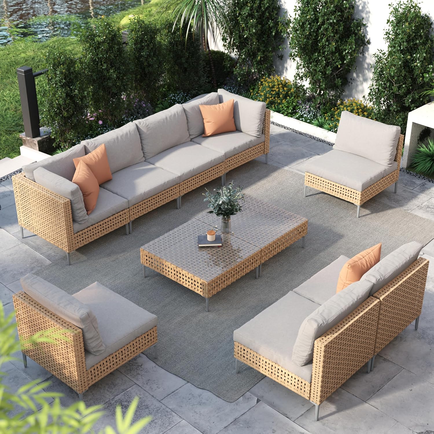 Grand patio 10-Piece Wicker Patio Furniture Set