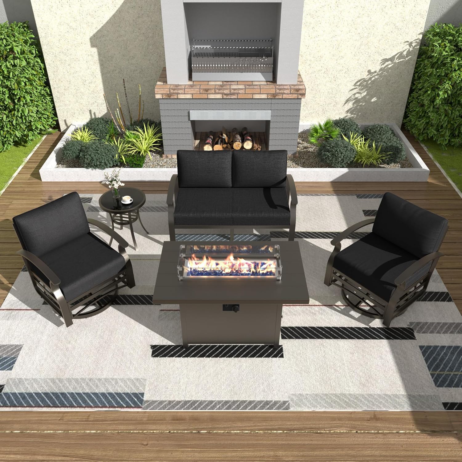 Aluminum Patio Furniture Set with Swivel Chairs