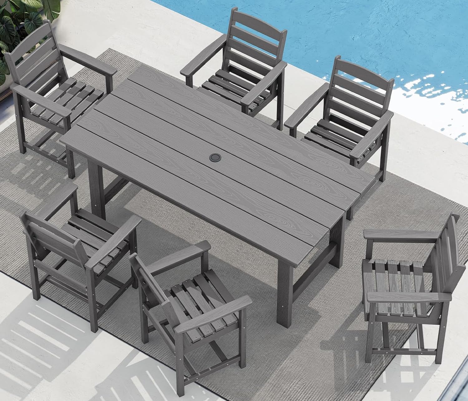 SERWALL Outdoor HDPE Dining Table Set