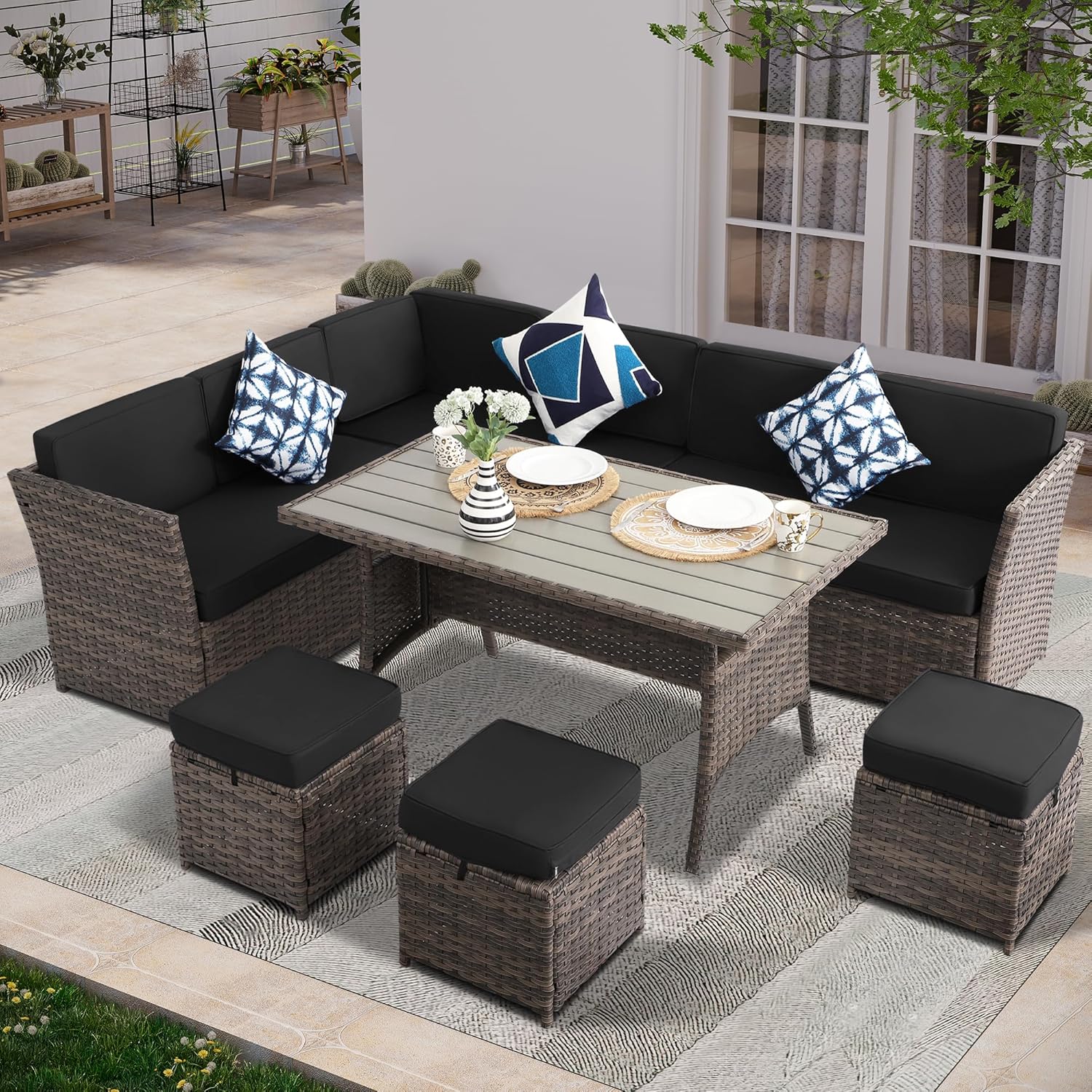 KIGOTY Patio Set 7-Piece Outdoor Dining Set