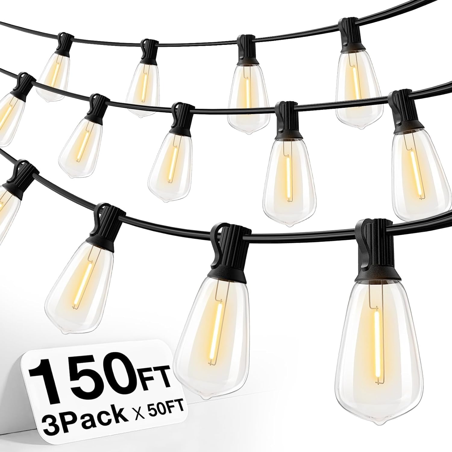 addlon 150 FT (3x50FT) Outdoor String Lights