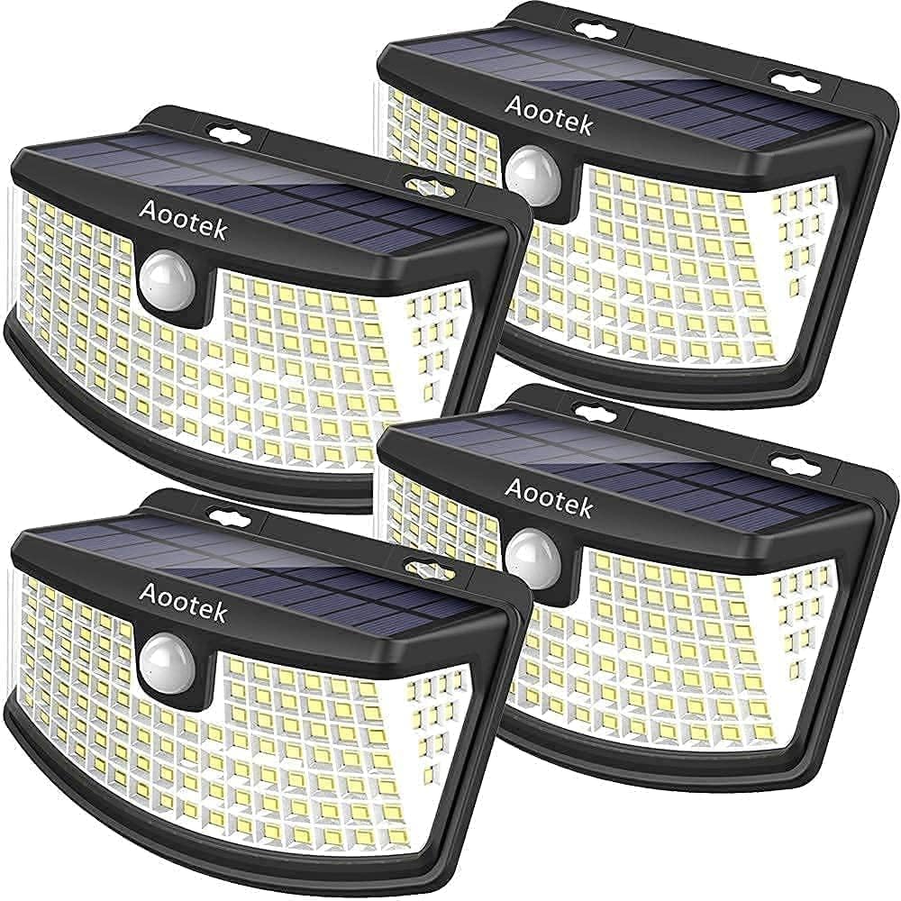 Aootek New Solar Motion Sensor Lights 120 LEDs with Lights Reflector