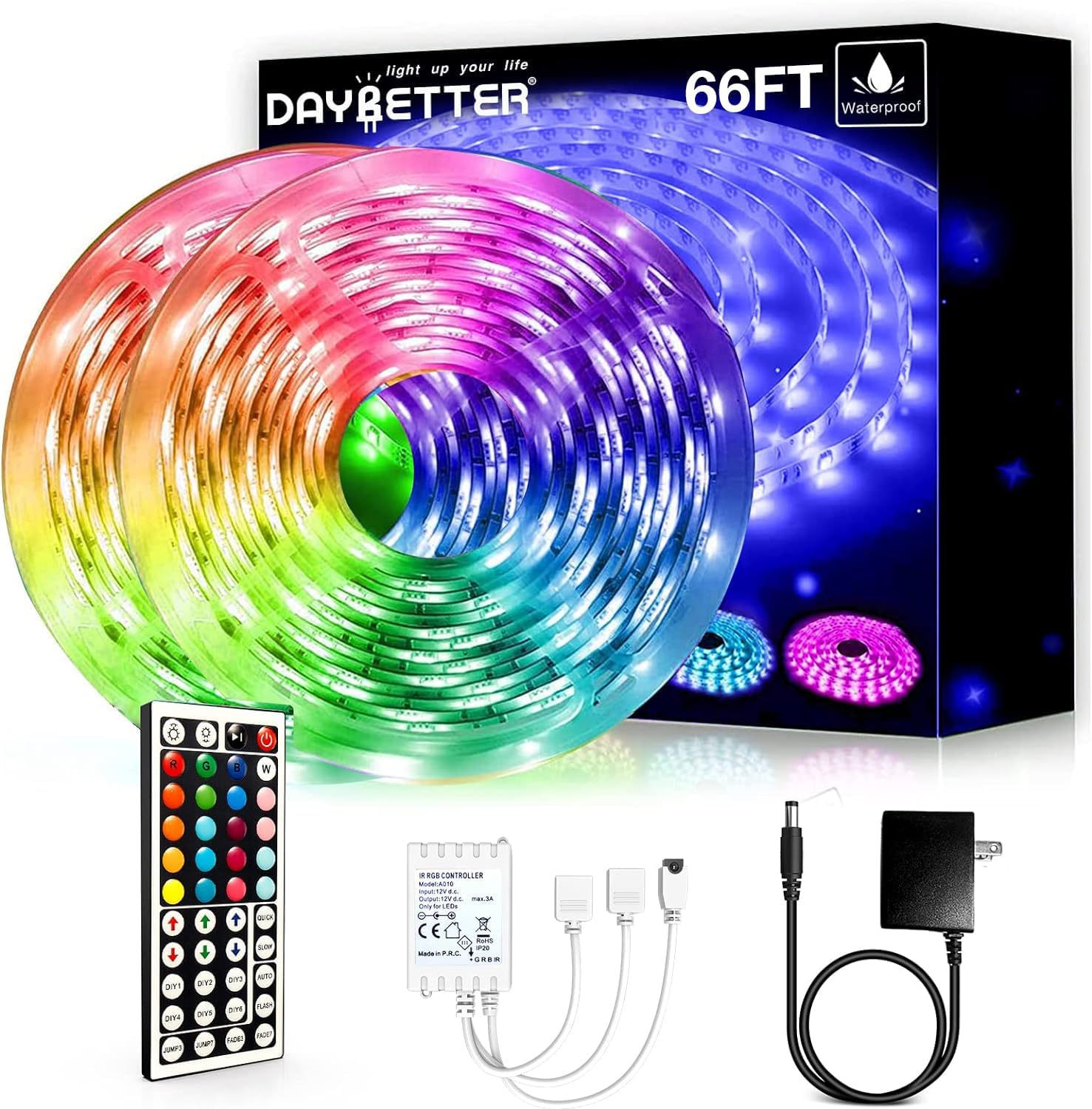 DAYBETTER Waterproof LED Light Strips 66ft