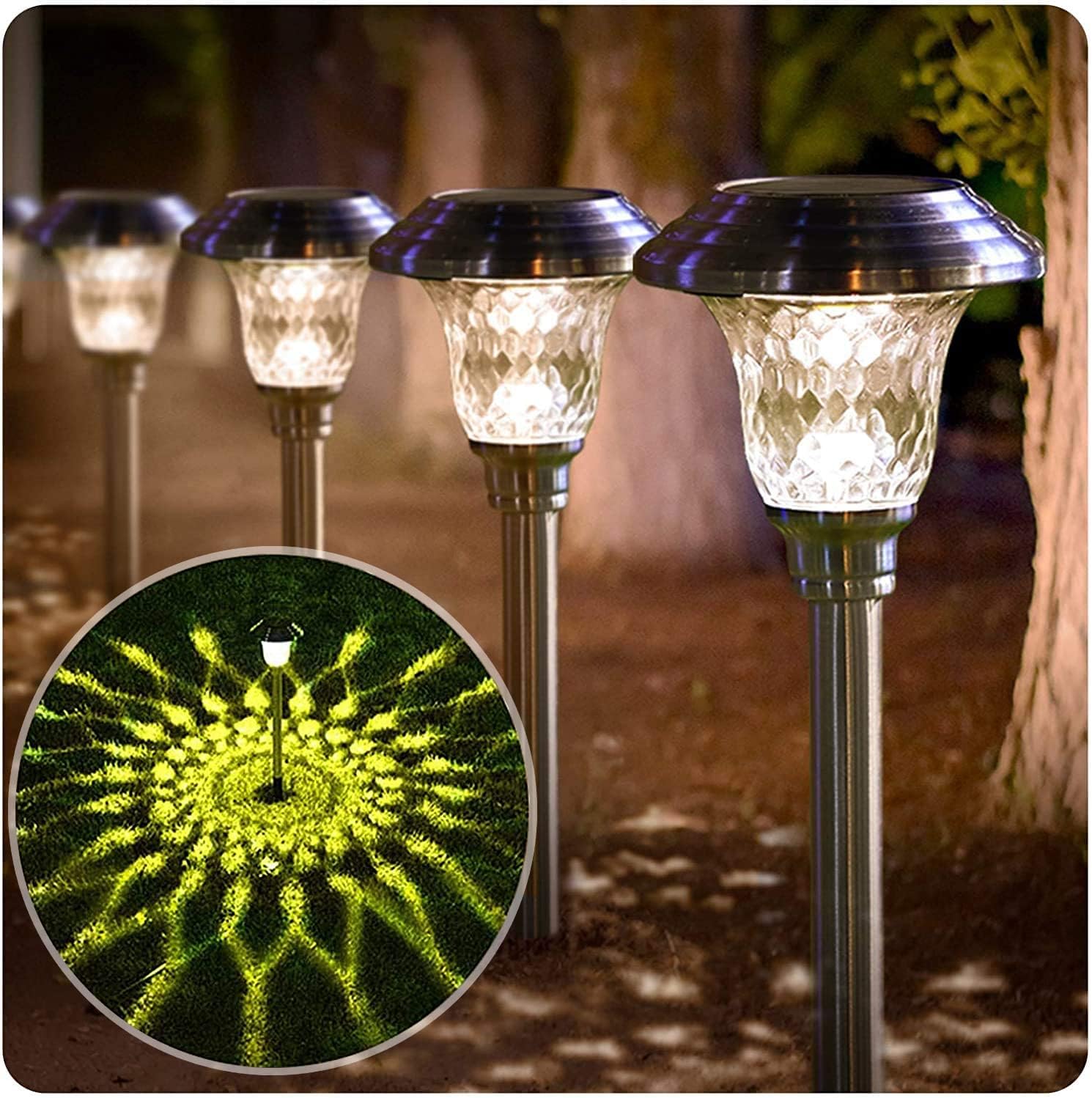 Beau Jardin 8 Pack Solar Pathway Lights Waterproof