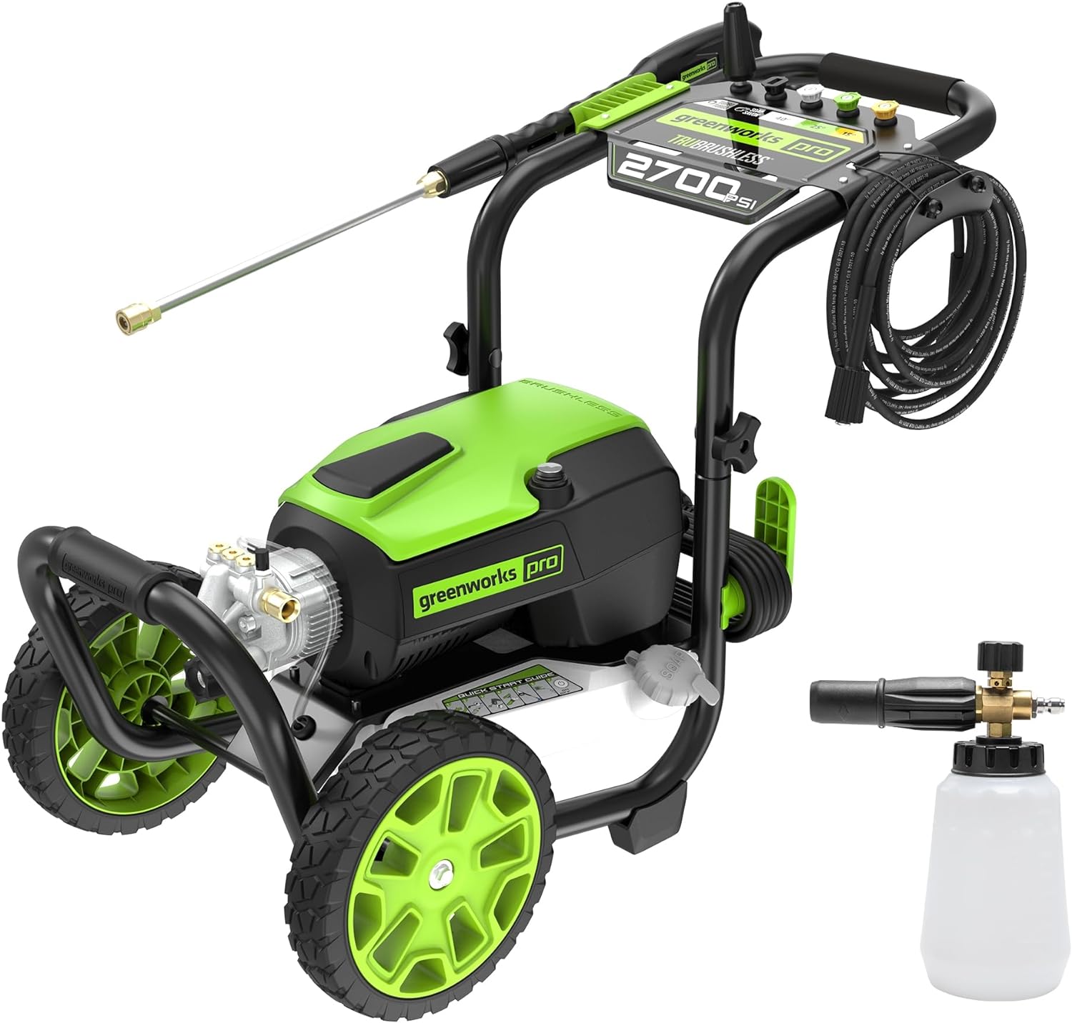 Greenworks 2700 PSI Pressure Washer (2.3 GPM Max) with Foam Cannon - Powerful Enough to Remove Pesky Dirt and Grime on Siding