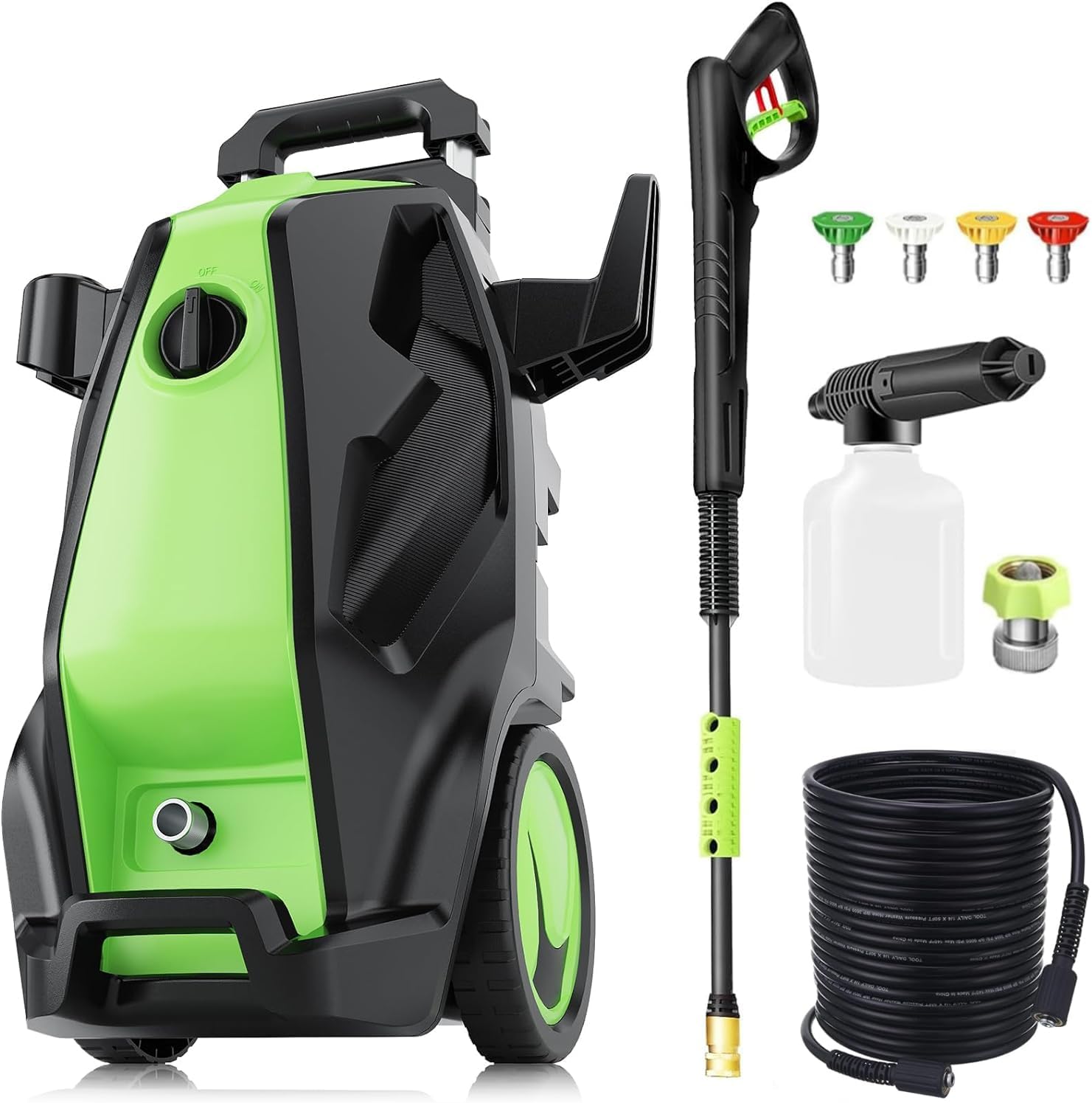 4500PSI Electric Pressure Washer 4.0GPM High Power Washers 2024 Newest Heavy Duty Pressure Washer with Hose Reel for Cars Driveways Fences Patios (Green)