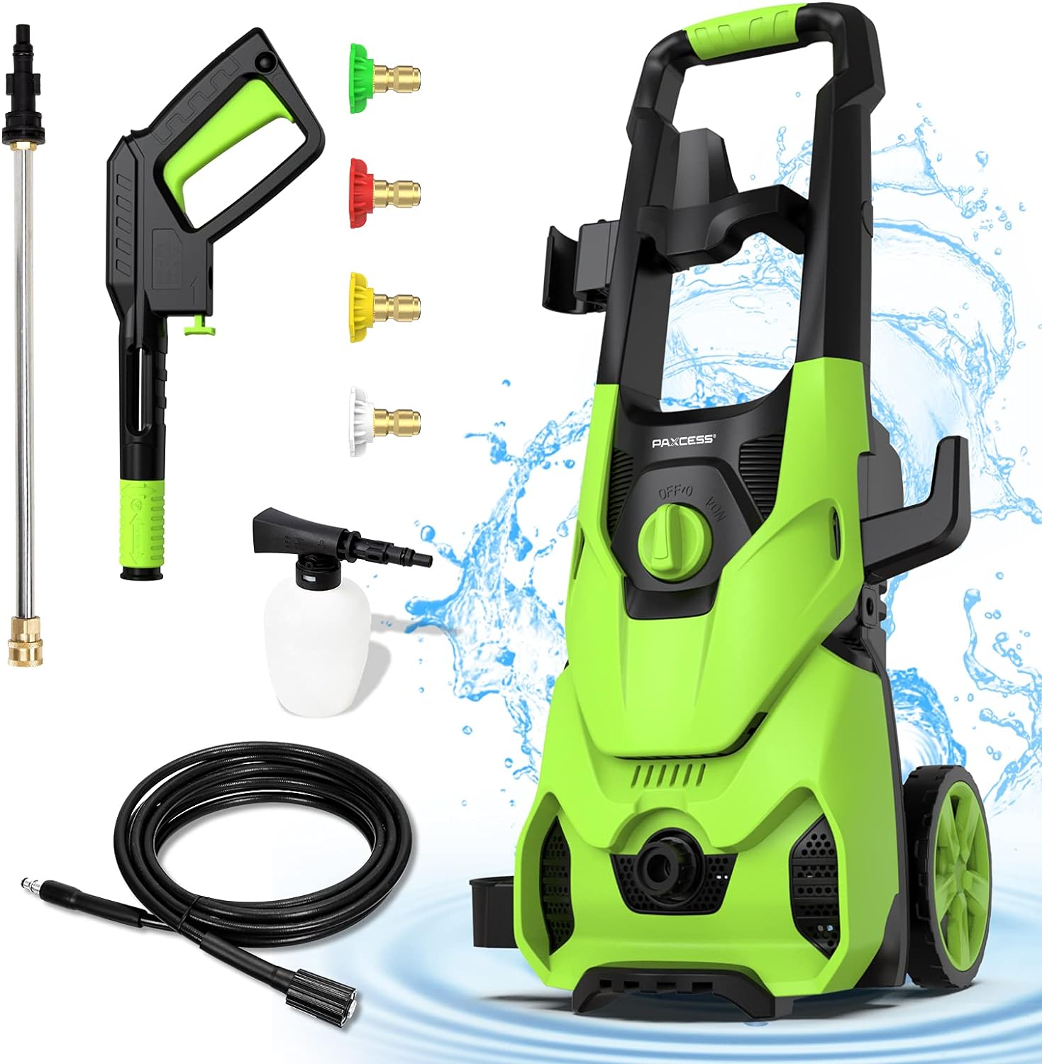 PAXCESS Electric Pressure Washer 2150 PSI 1.6 GPM High Pressure Power Washer Surface Cleaner with All in One Adjustable Spray Nozzle Foam Cannon for Car