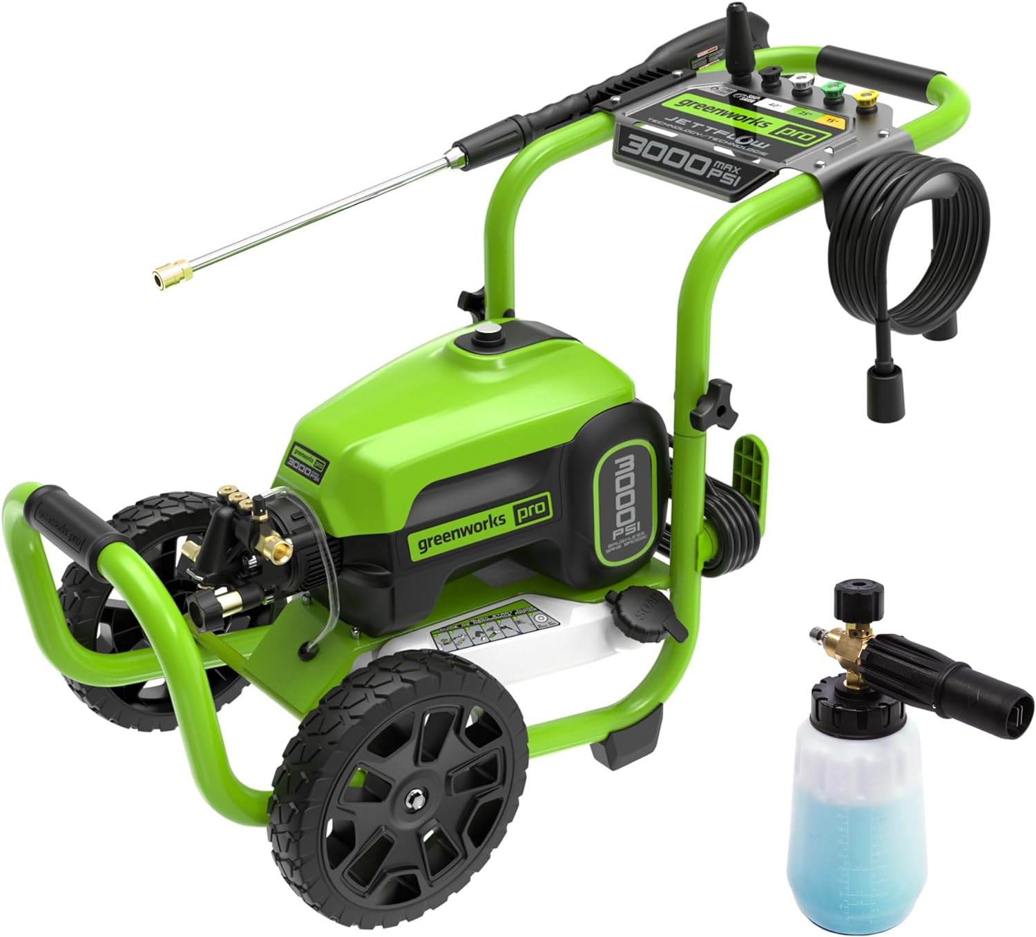 Greenworks 3000 PSI Pressure Washer (2.0 GPM Max) with Foam Cannon – Easily Remove Dirt and Grime on Siding