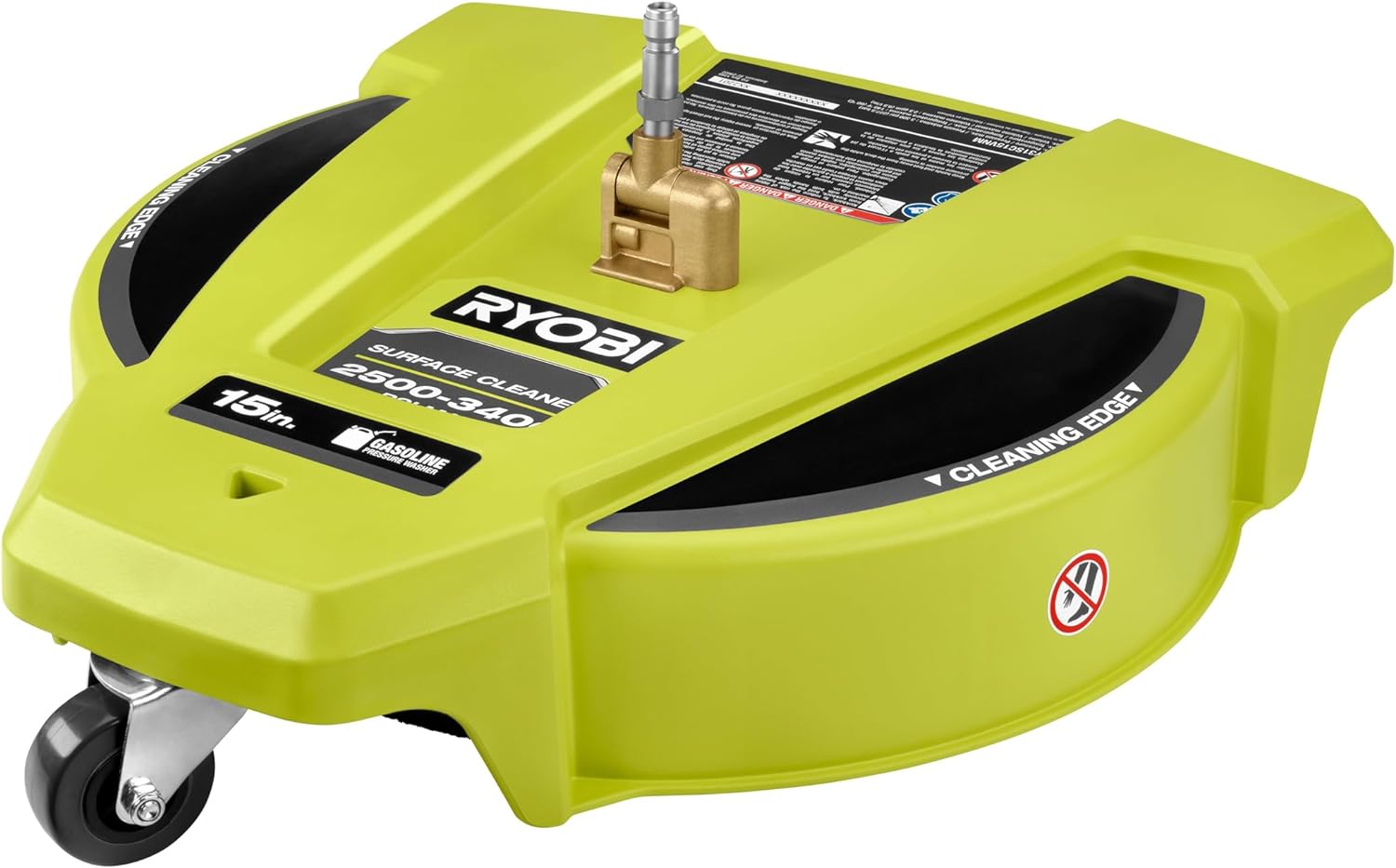 RYOBI 15 in. 3400 PSI Gas Pressure Washer Surface Cleaner with Caster Wheels