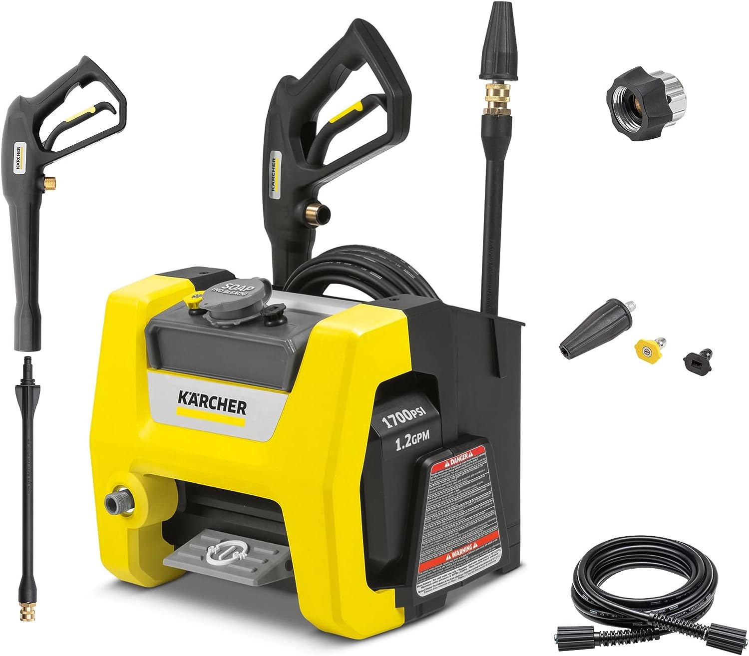 Kärcher K1700 Cube Max 2125 PSI Electric Pressure Washer with 3 Spray Nozzles - Great for cleaning Cars