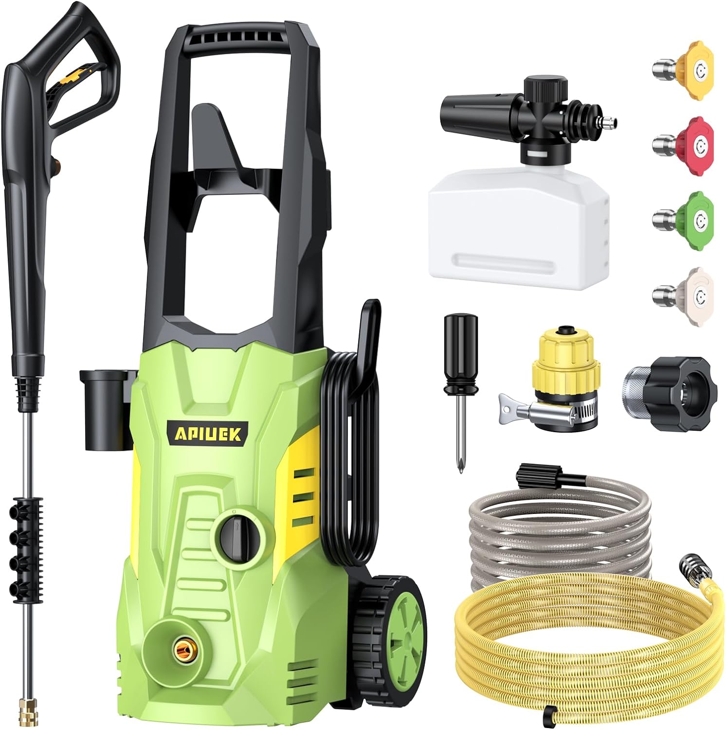 Electric High Pressure Washer - Apiuek Portable Washer with 23 FT Water Outlet & 6.6 FT Inlet Hose