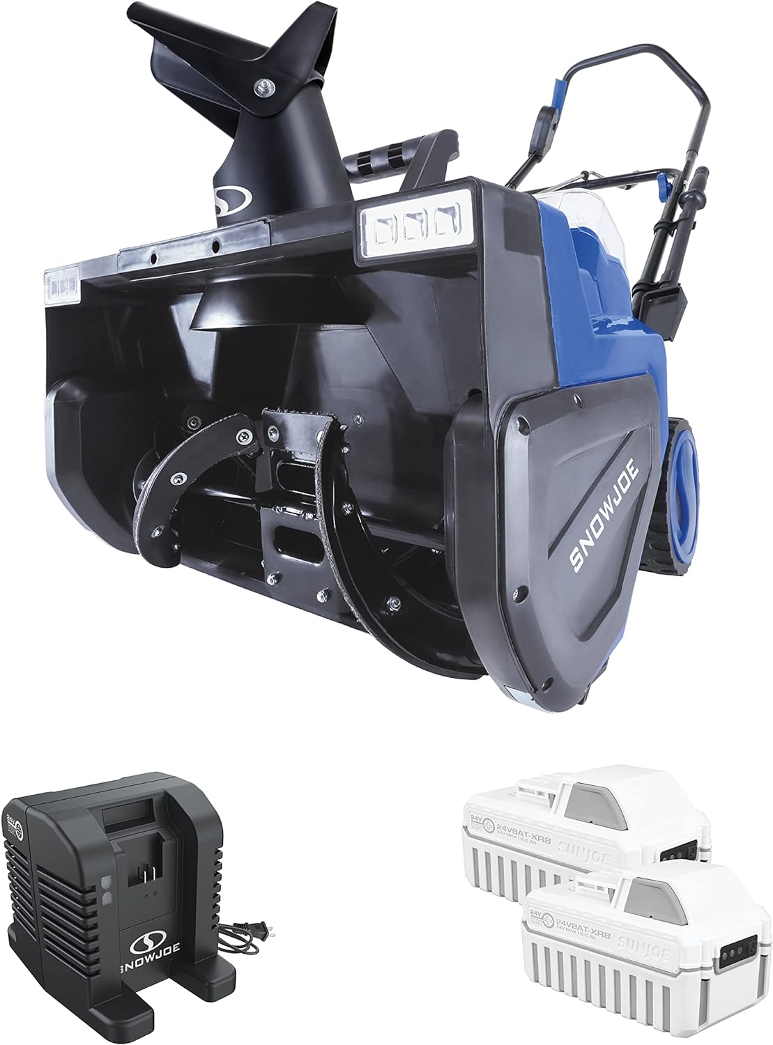 Snow Joe 24V-X2-SB22 48-Volt 22-Inch 1600-Watt Brushless Cordless Single-Stage Snow Blower Kit (w/ 8.0-Ah Batteries and Dual Port Charger)