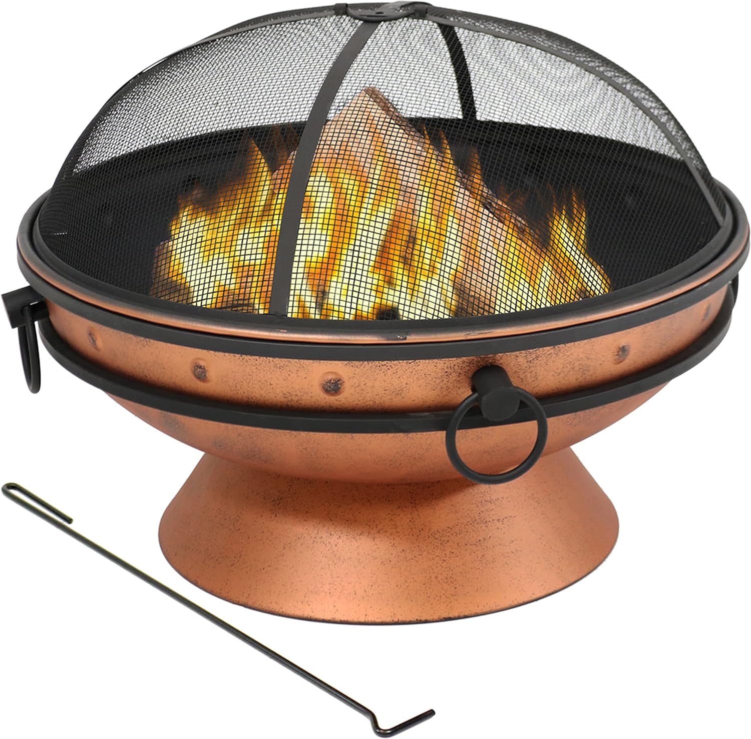 Sunnydaze 30-Inch Raised Outdoor Fire Pit Bowl - with Handles