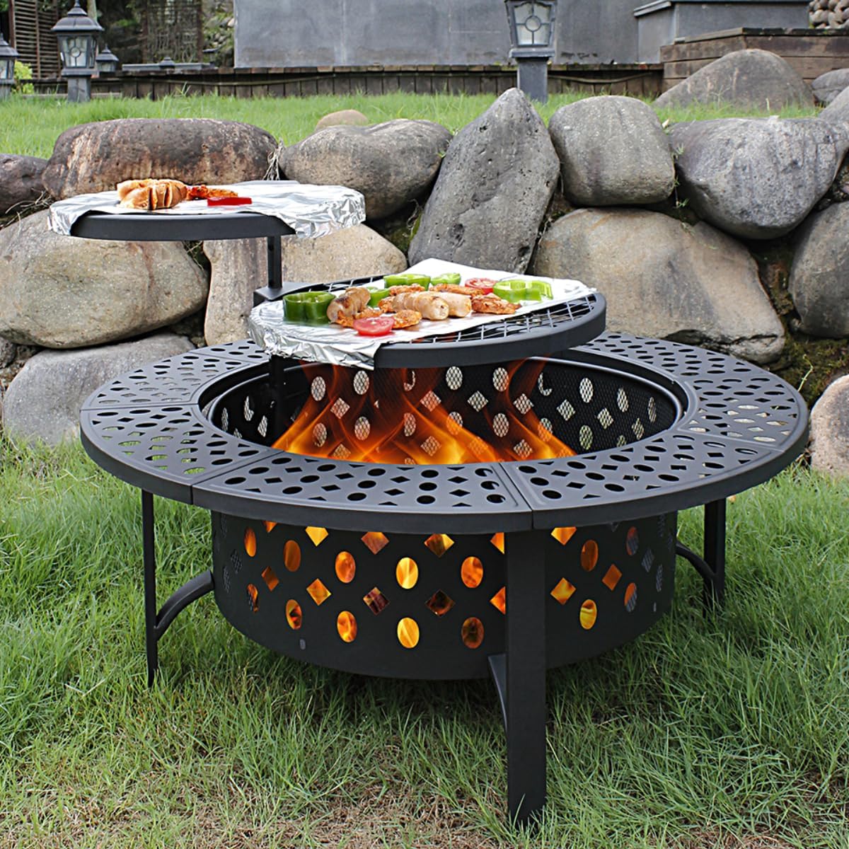 42 Inch Fire Pit with 2 Grills