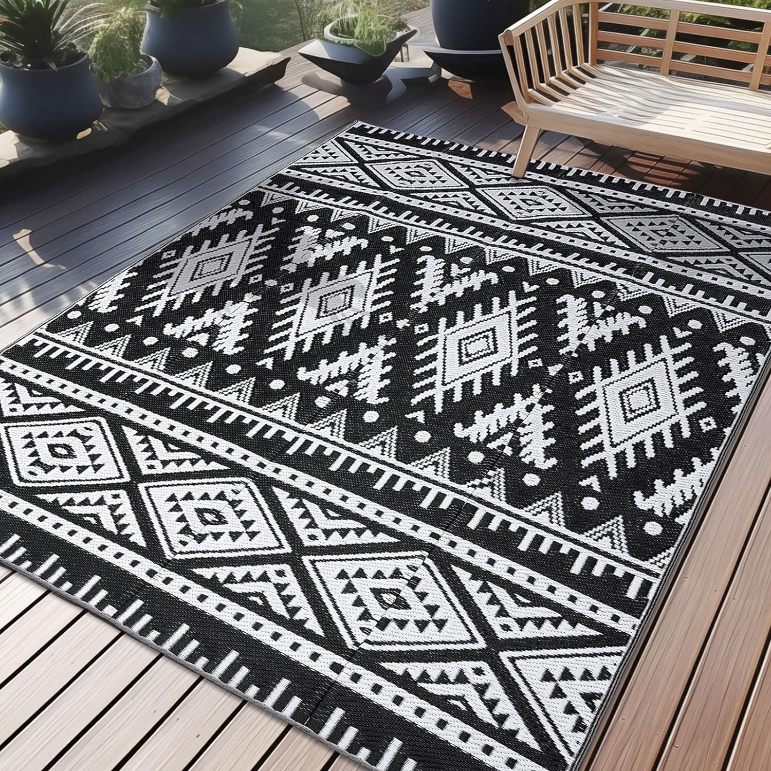 OLANLY Outdoor Rug Waterproof 5x8 ft