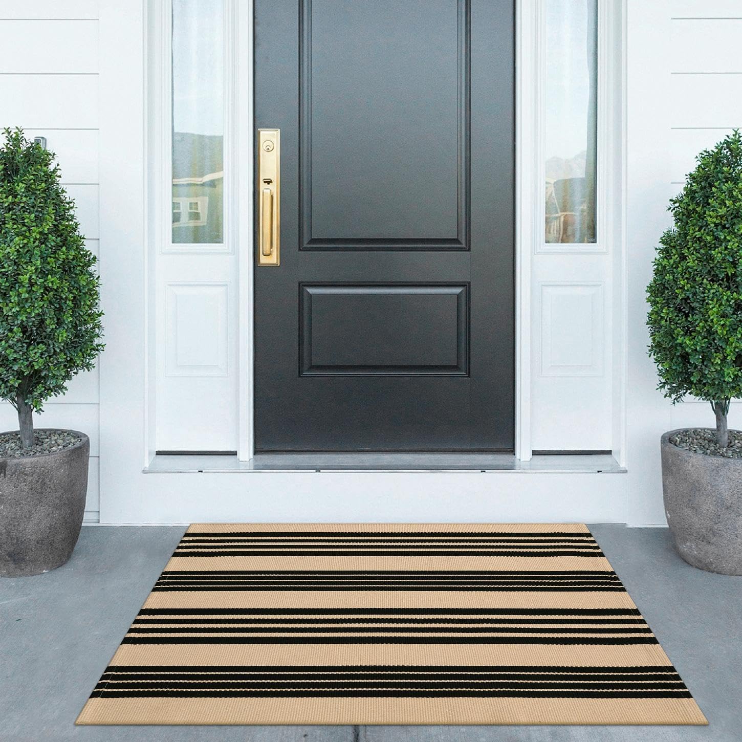 KIMODE Striped Outdoor Rug 27.5x43 Inches