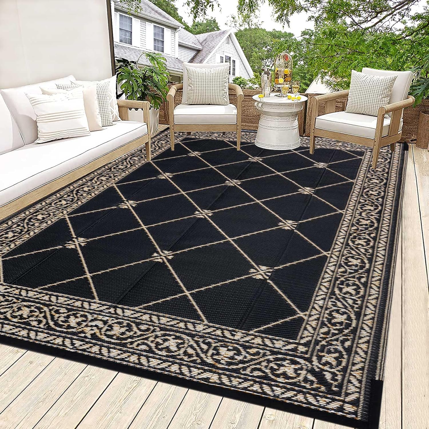 HiiARug Outdoor Rug for Patios Clearance 5'x7' Outdoor Plastic Straw Rug Waterproof Patio Camping Rug Reversible RV Mat Outdoor Area Rugs for Outdoors