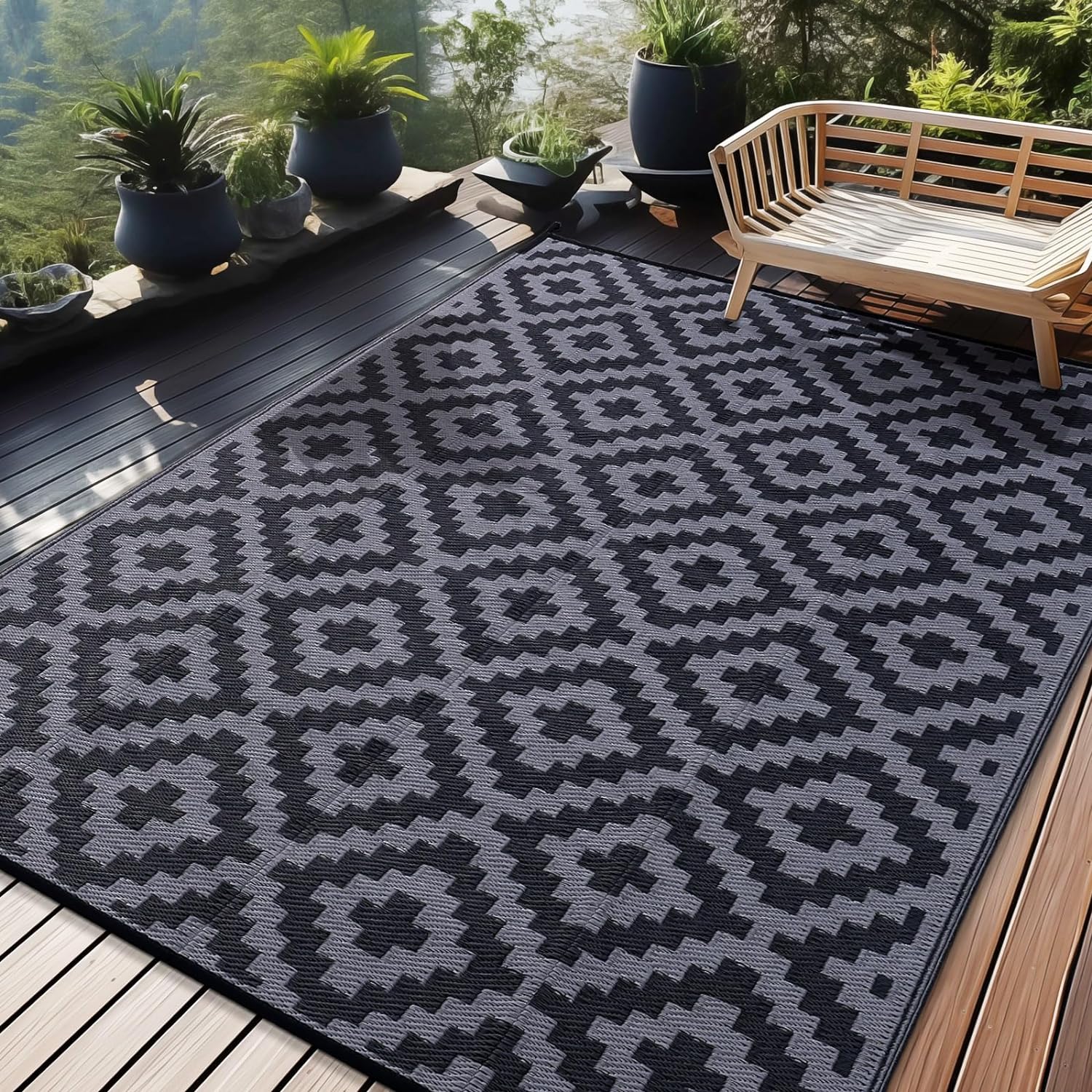 OLANLY Waterproof Outdoor Rug 8x10 ft