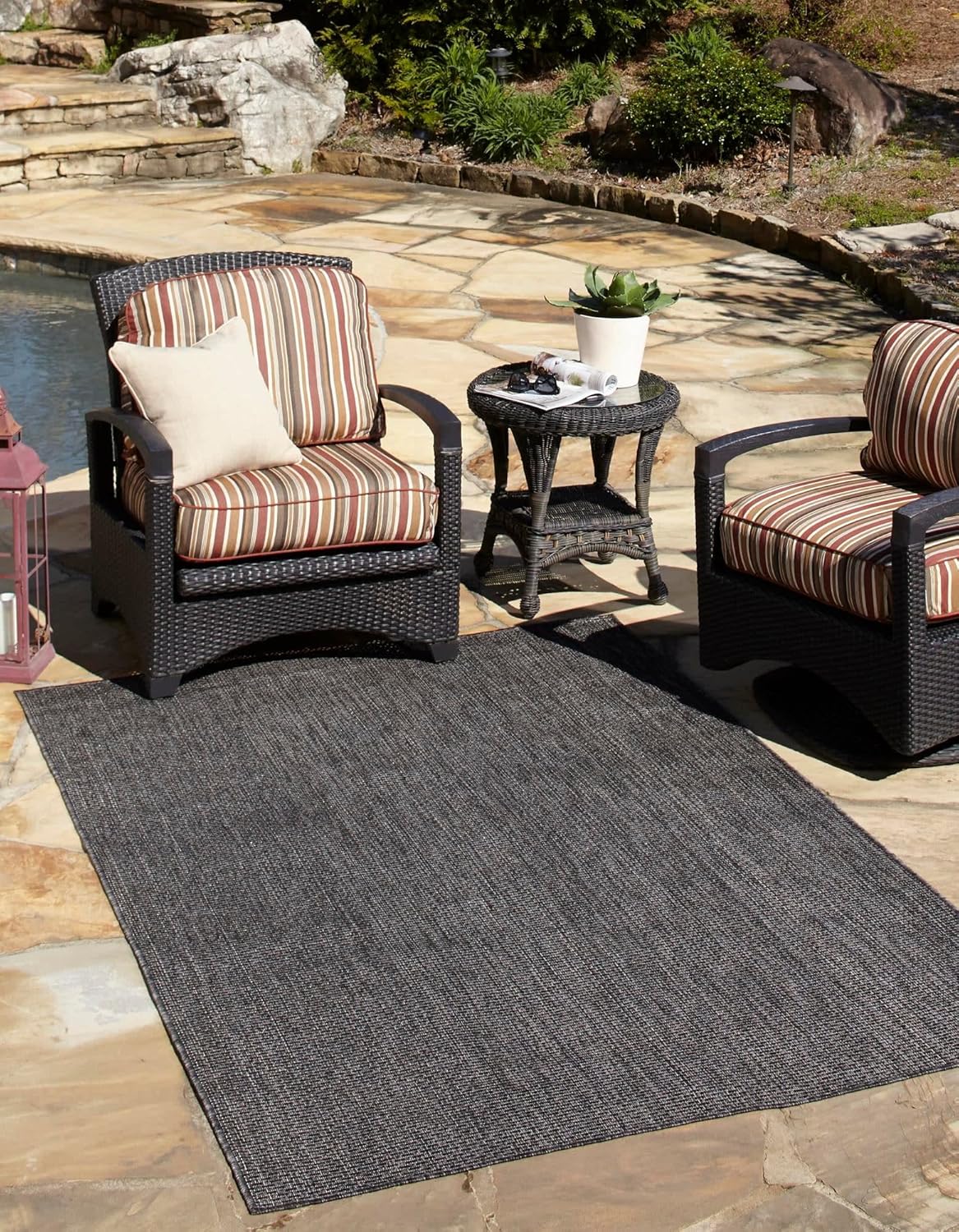 Unique Loom Collection Casual Transitional Solid Heathered Indoor/Outdoor Flatweave Area Rug (8' x 11' 4