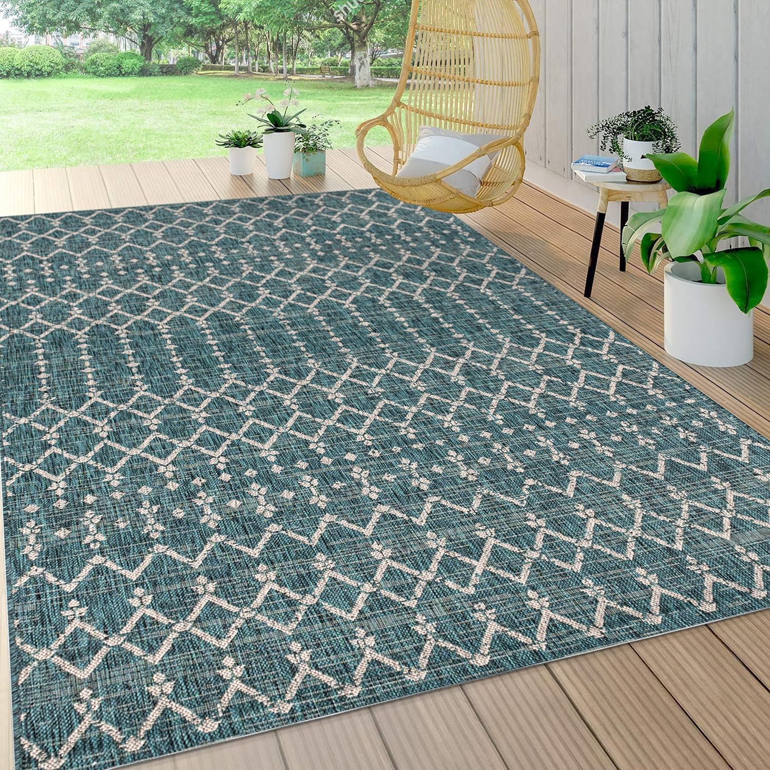 JONATHAN Y SMB108C-3 Ourika Moroccan Geometric Textured Weave Indoor Outdoor Area Rug