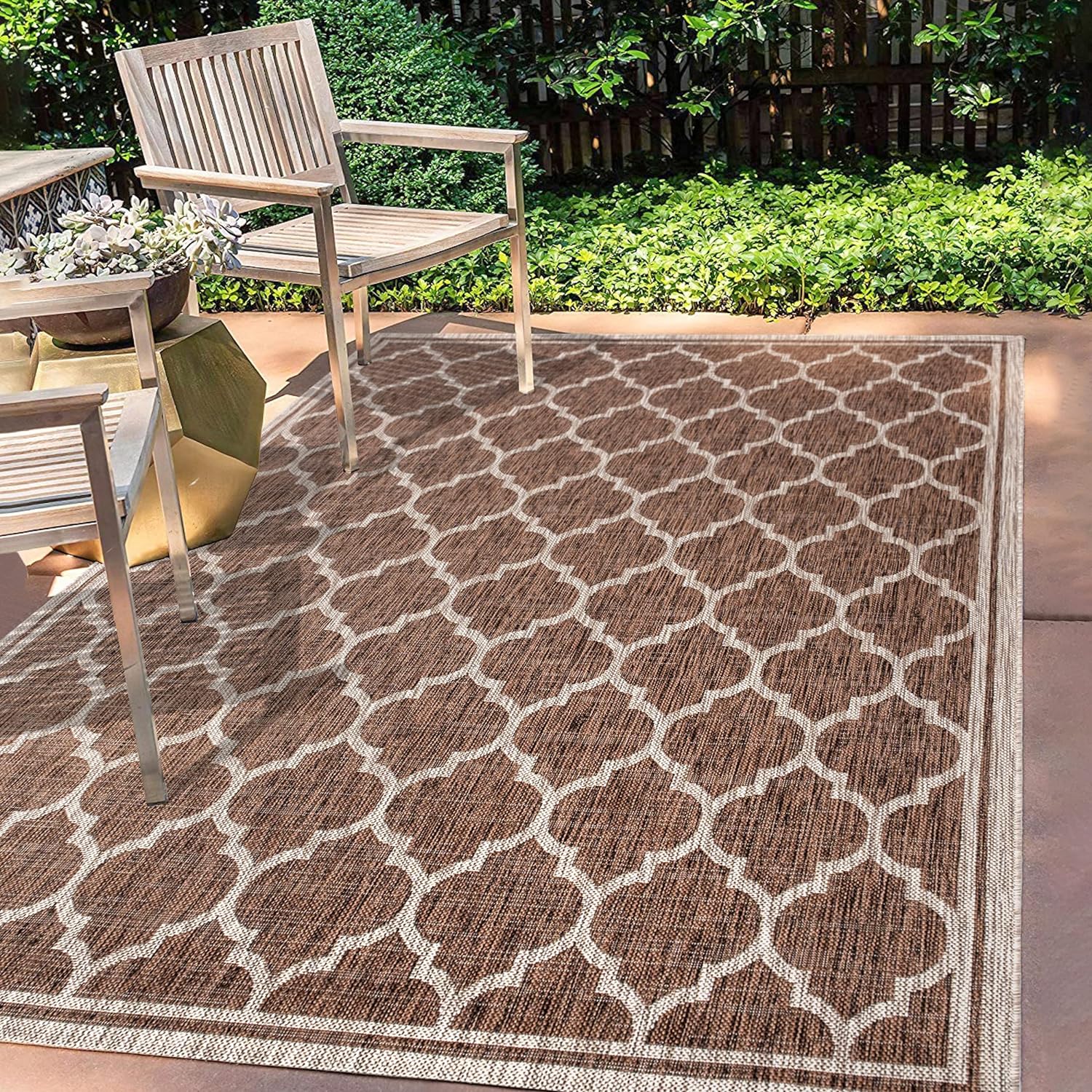 JONATHAN Y SMB109B-8 Trebol Moroccan Trellis Textured Weave Indoor/Outdoor Espresso/Taupe 8 ft. x 10 ft. Area-Rug