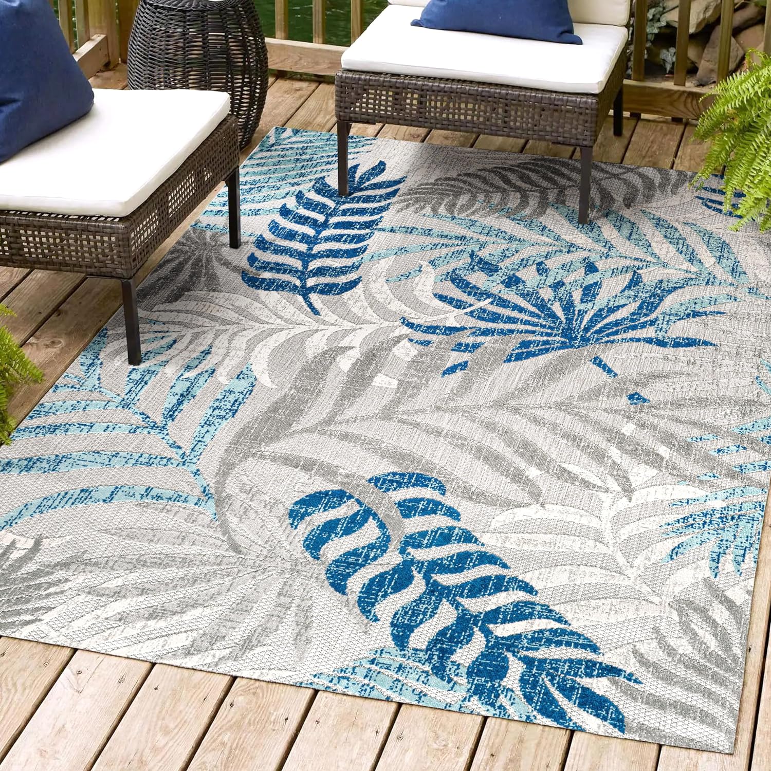 JONATHAN Y AMC100A-8 Tropics Palm Leaves Indoor Outdoor Area-Rug Bohemian Floral Easy-Cleaning High Traffic Bedroom Kitchen Backyard Patio Porch Non Shedding