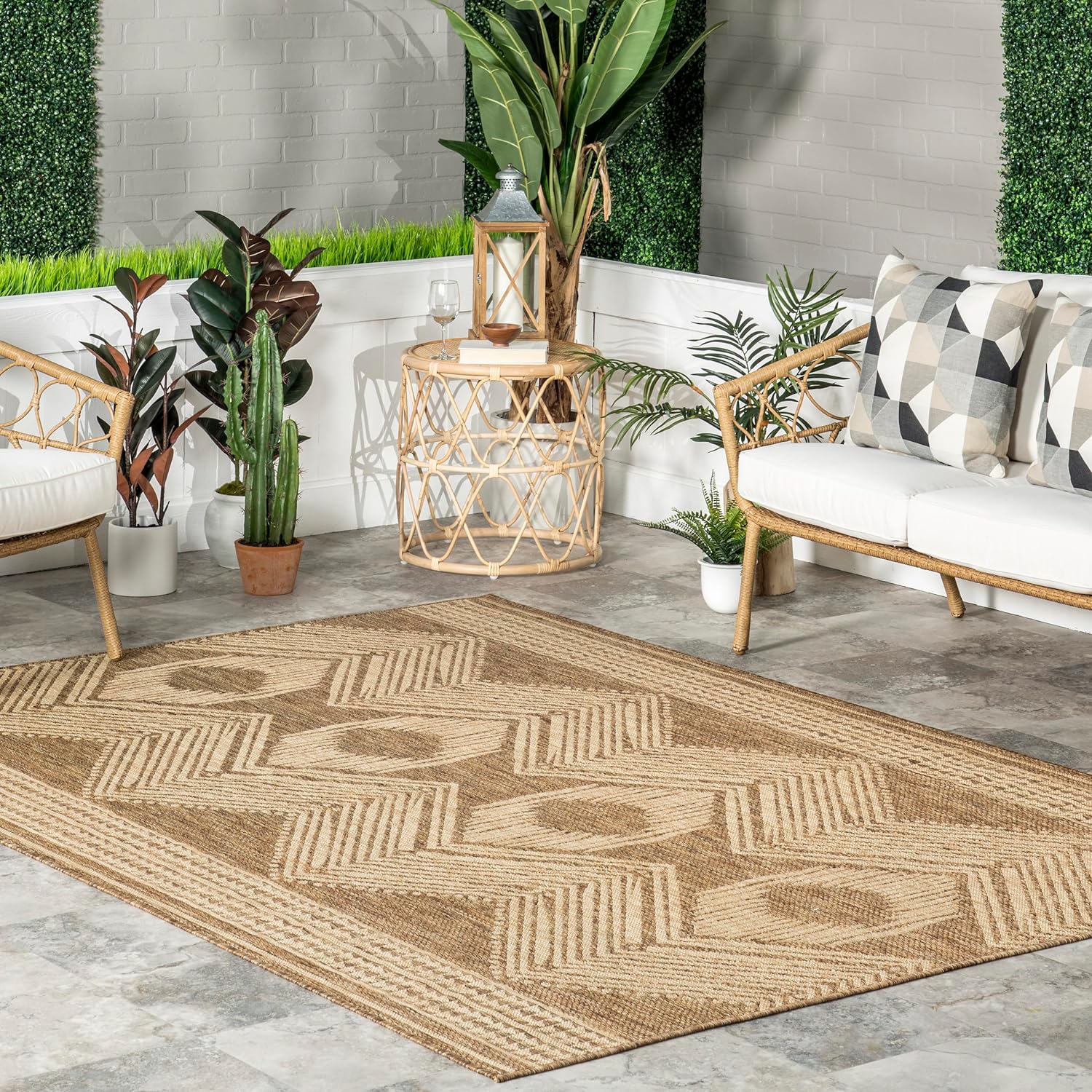 nuLOOM 5' x 8' Outdoor Tribal Geometric Area Rug