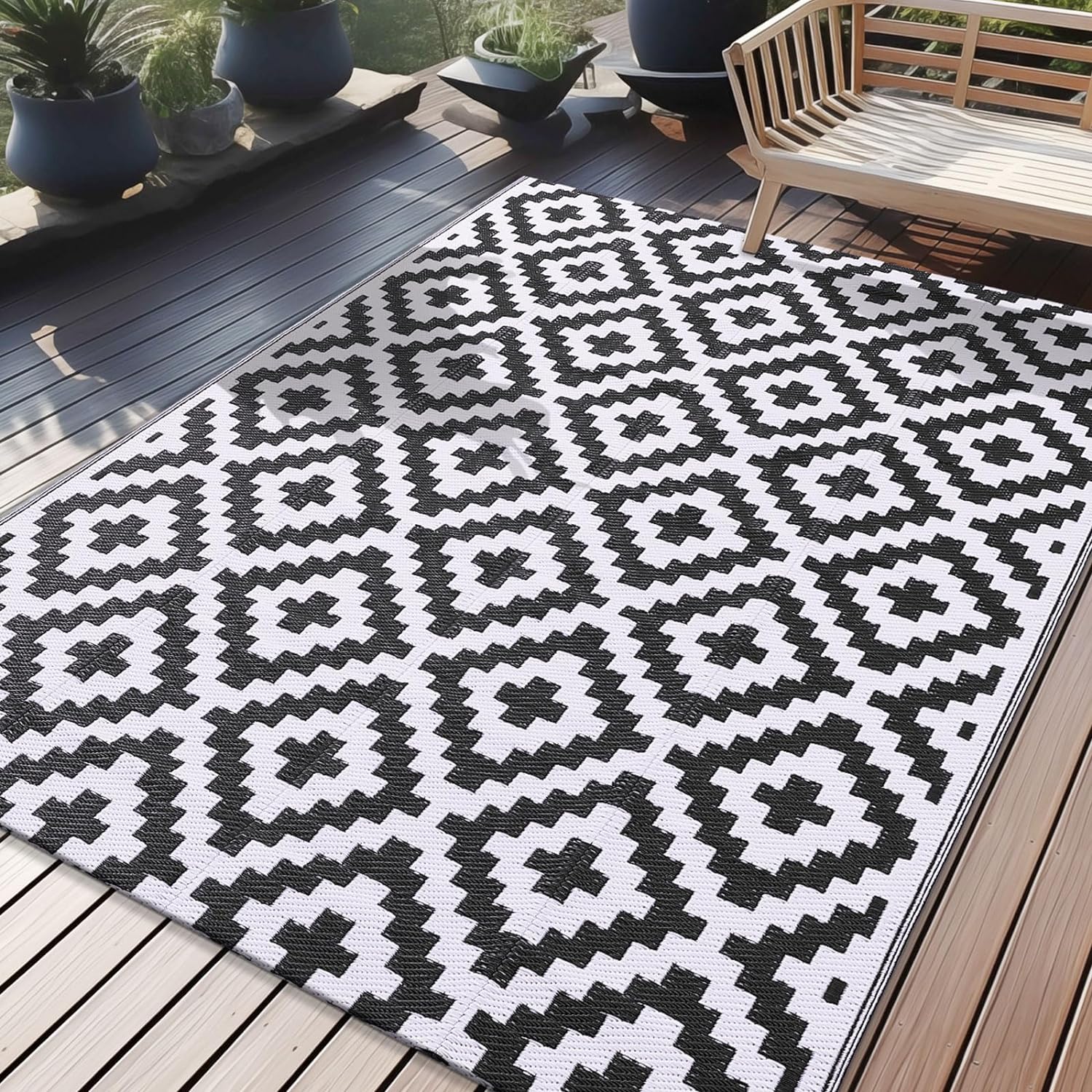 OLANLY Waterproof Outdoor Rug 5x8 ft