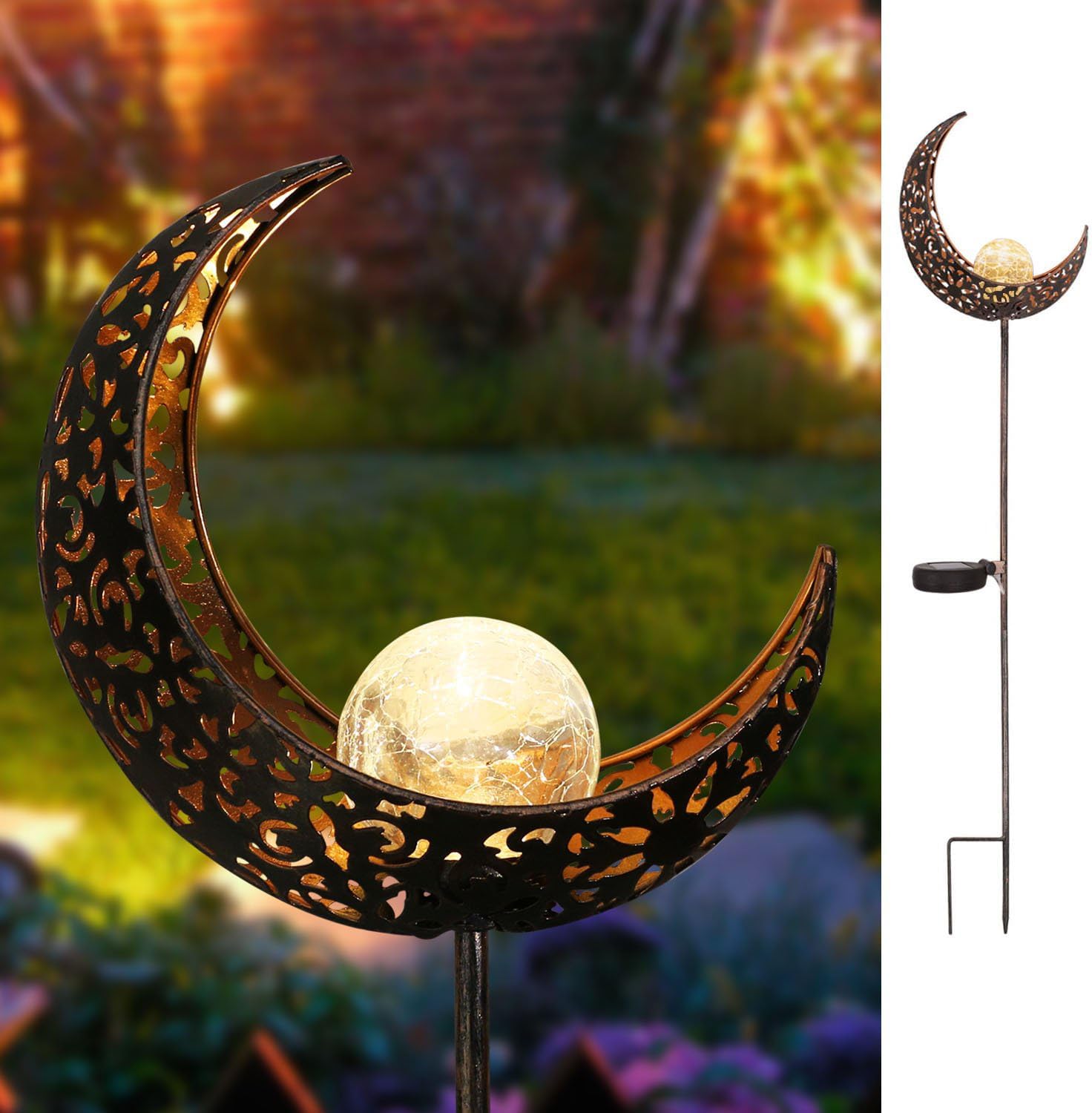 Homeimpro Moon Solar Garden Lights Outdoor Stakes