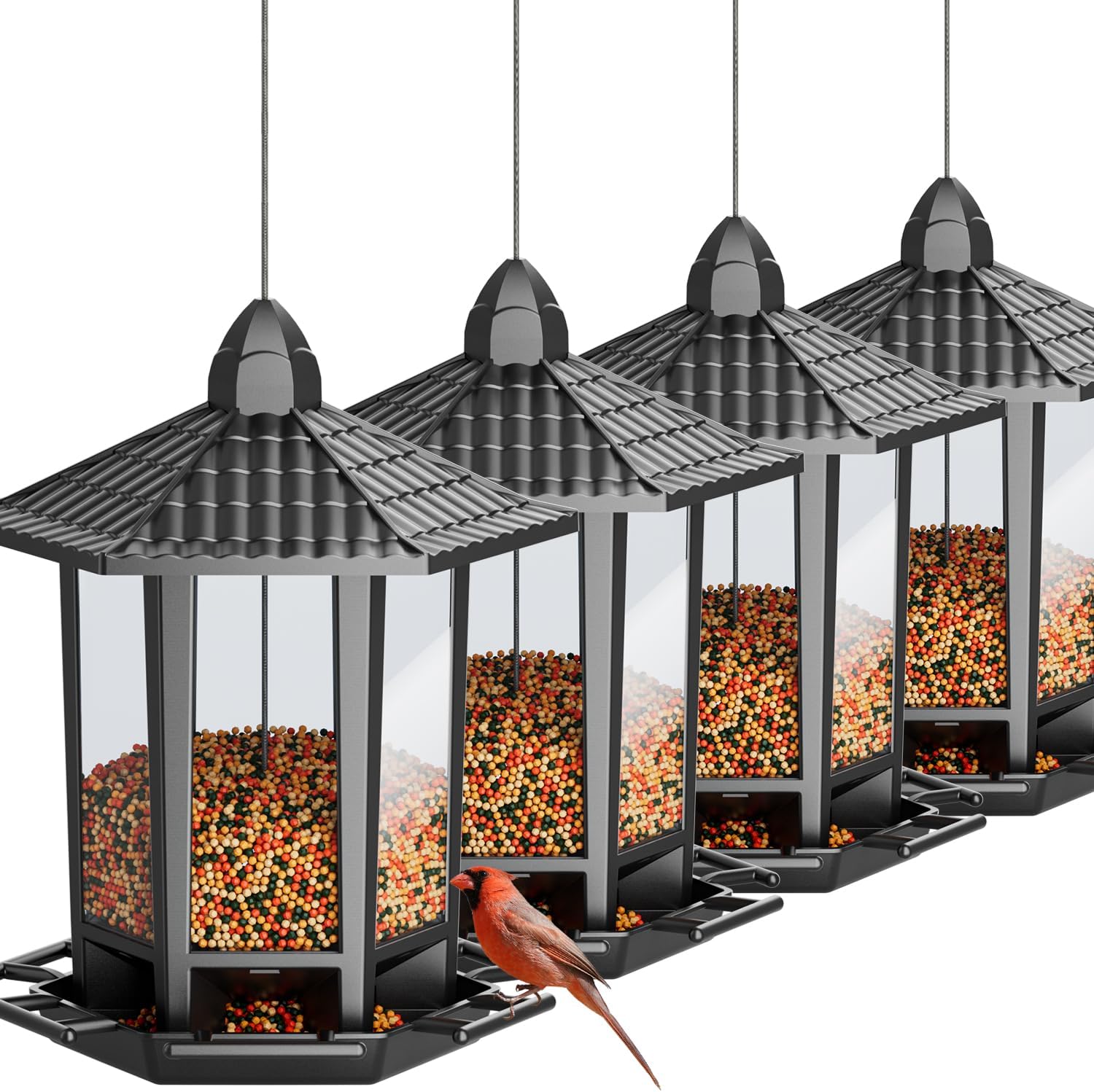 4 Pack Bird Feeders for Outdoor Hanging